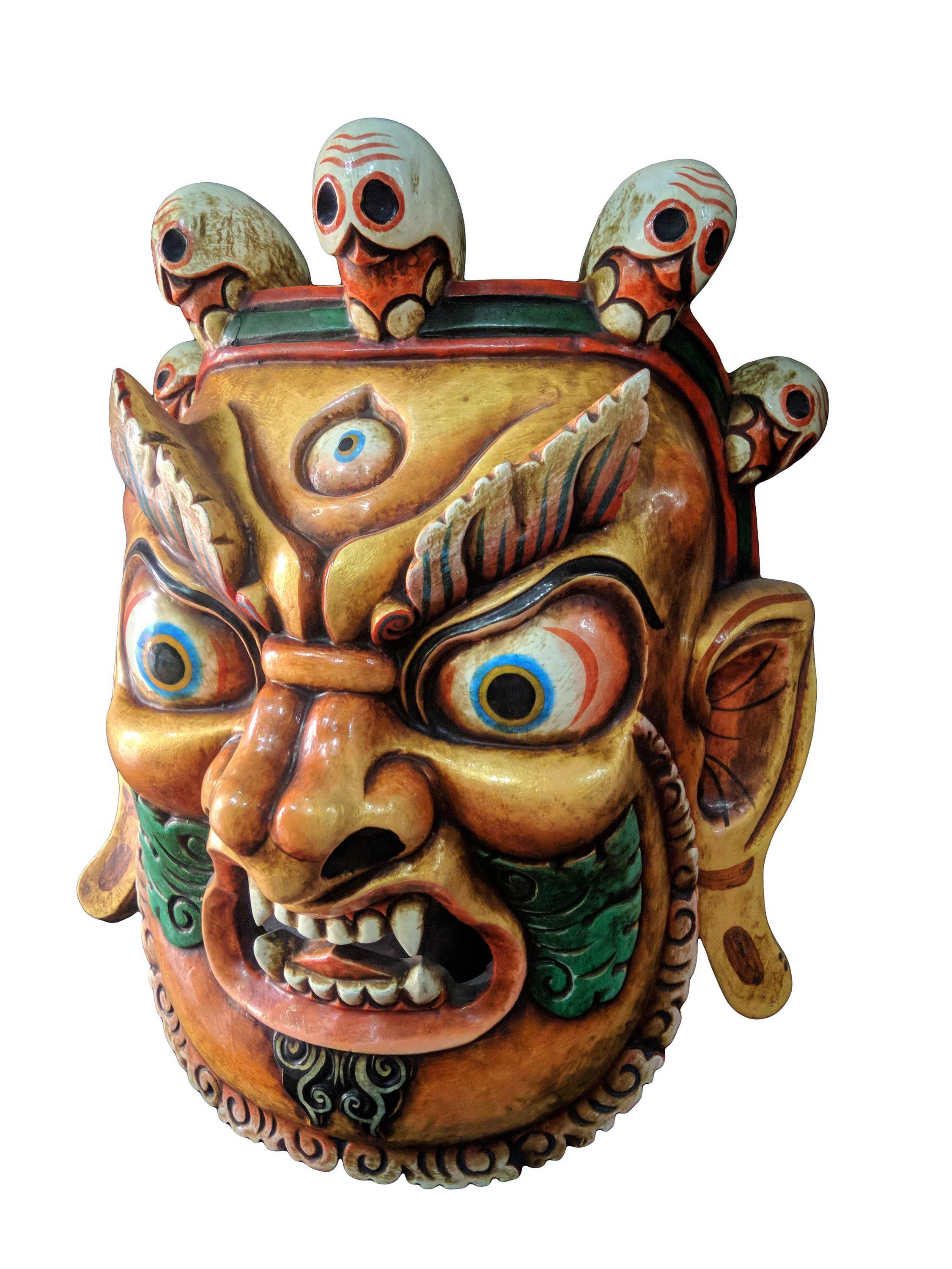 Mahakala, Handmade Wooden Mask <span Style=