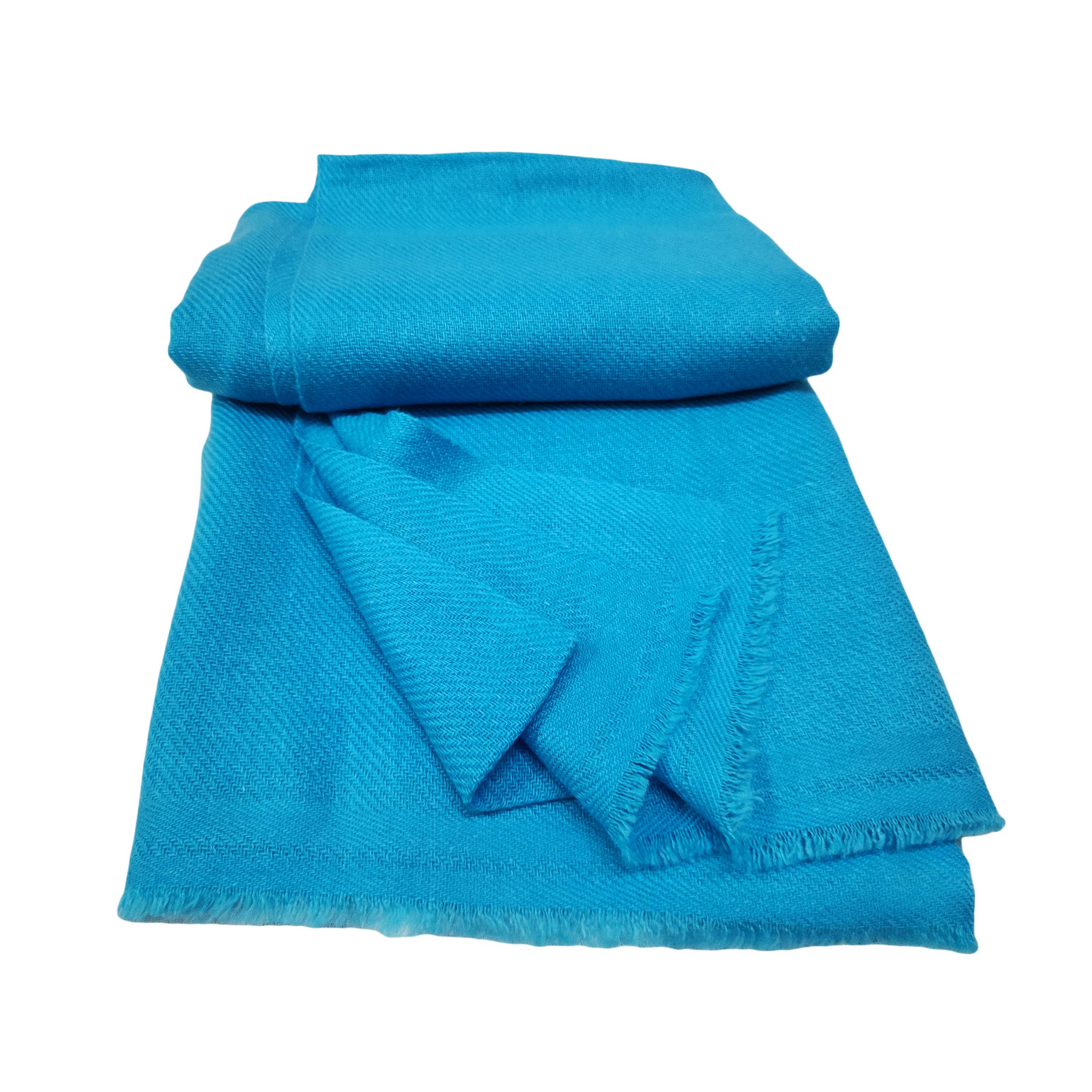 Pashmina Shawl, sky Blue Colour Dye, With Four-ply Wool