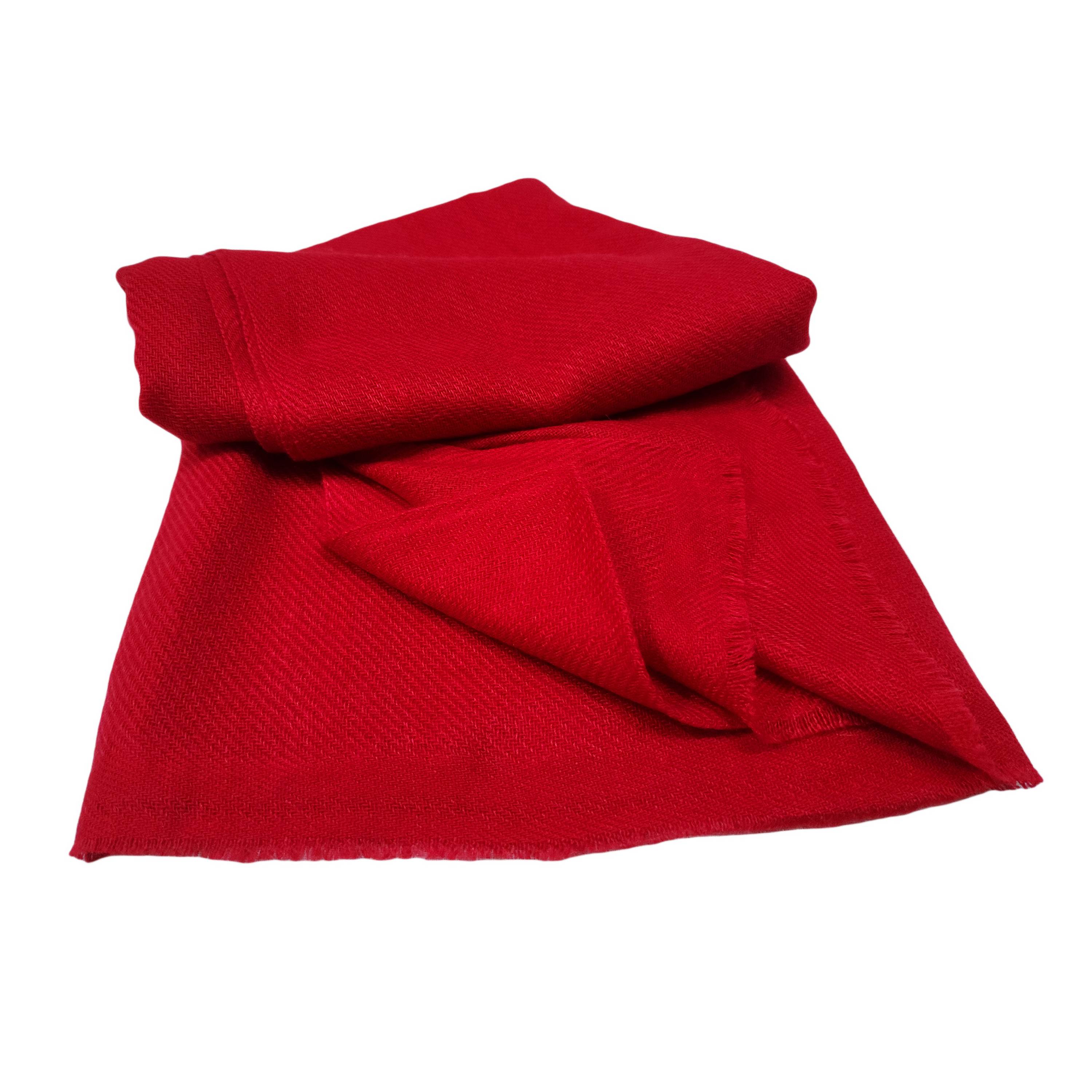 Pashmina Shawl, red Colour Dye, With Four-ply Wool