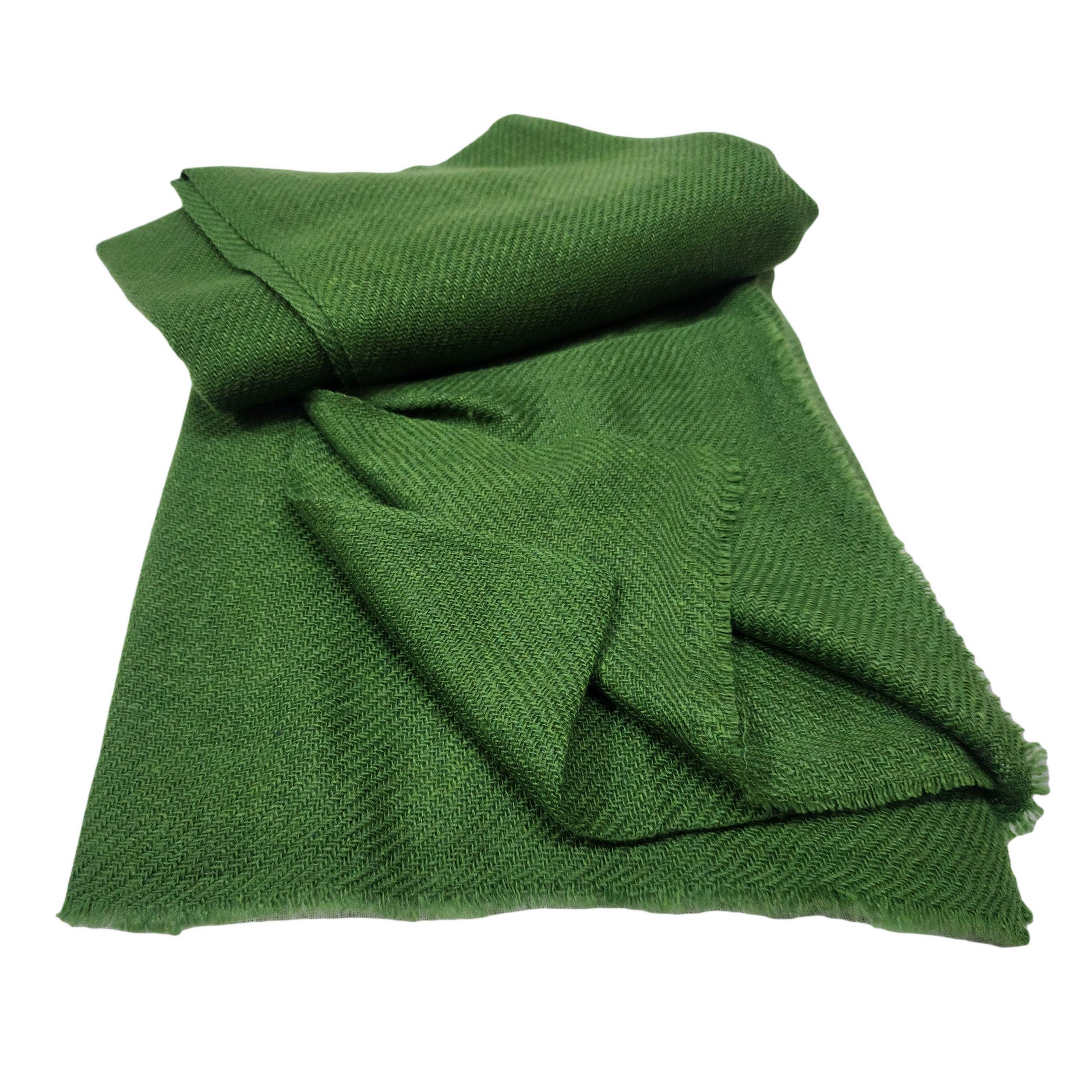 Pashmina Shawl, green Colour Dye, With Four-ply Wool