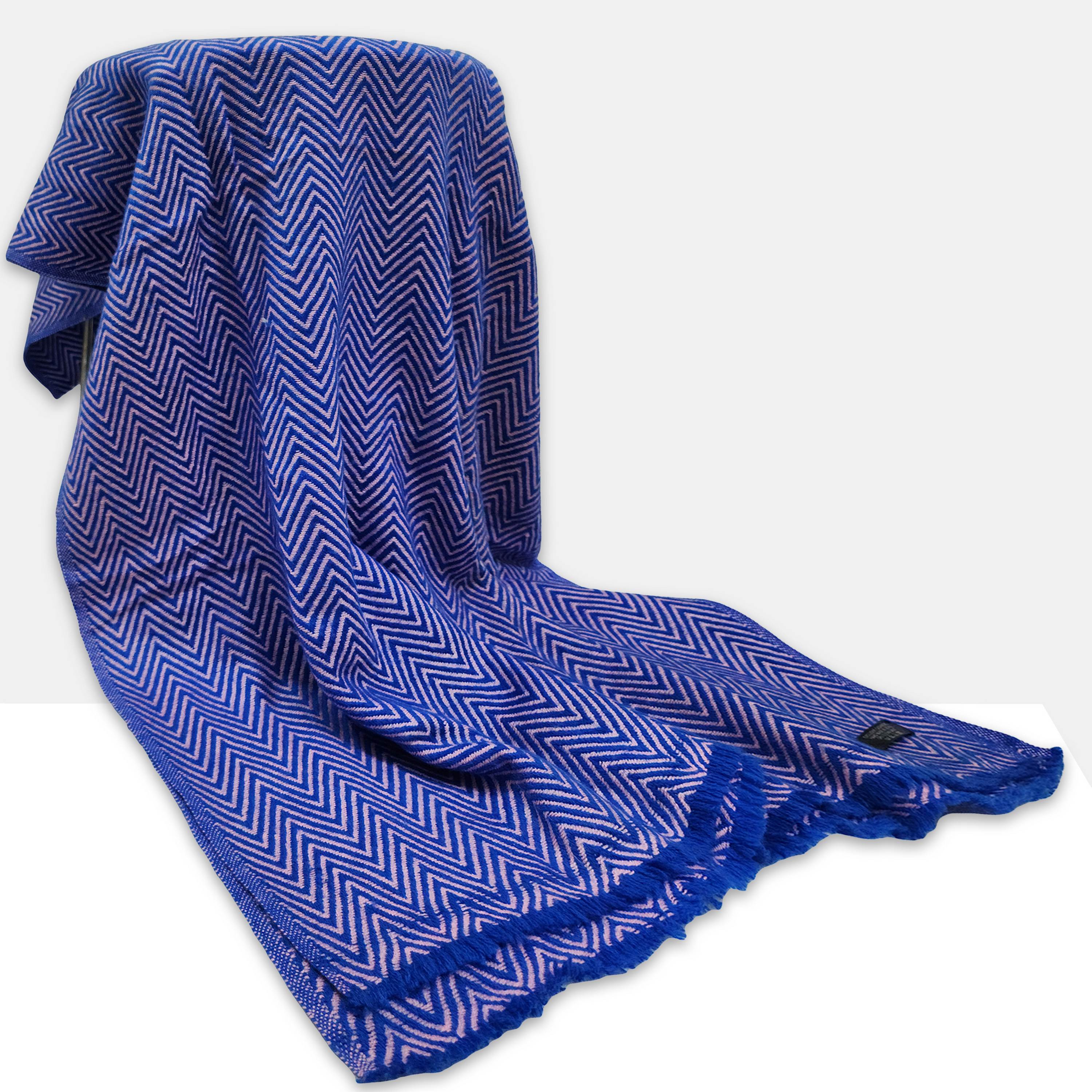 Pashmina Shawl, Thick Nepali Pashmina Shawl, Eight-ply Wool, Color blue