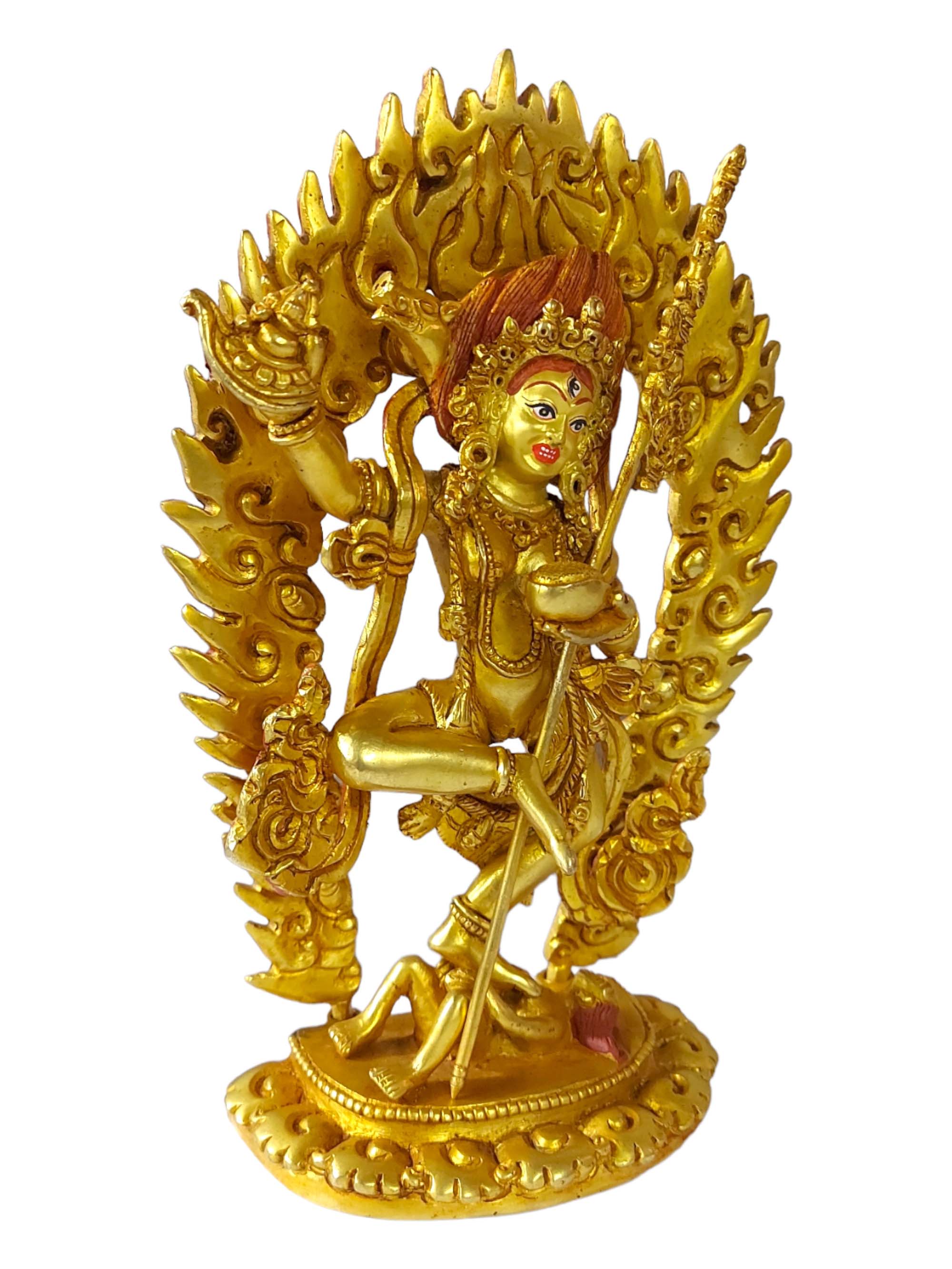 Vajravarahi - Dorje Phagmo, Buddhist Full Gold Plated Statue, <span Style=