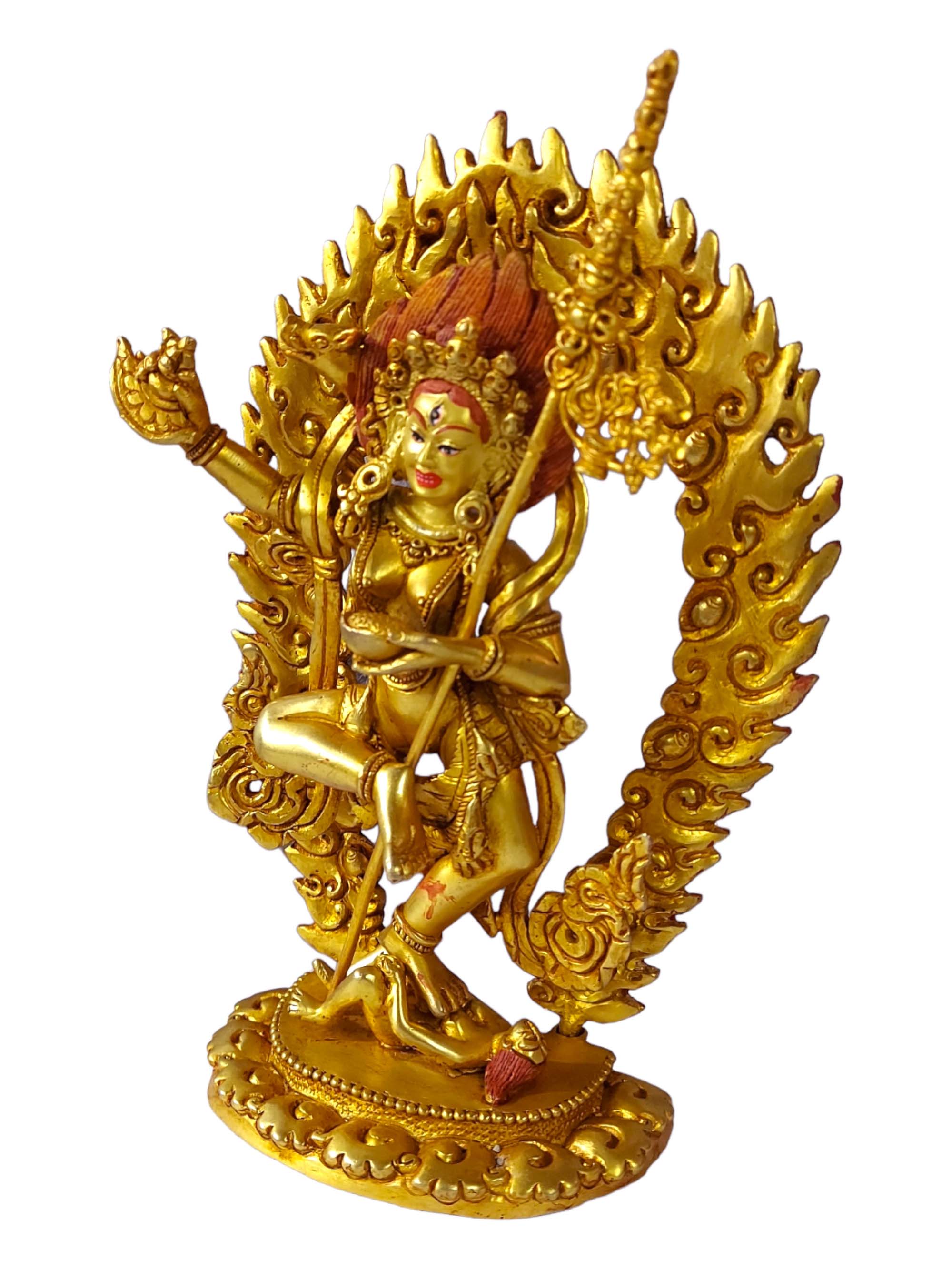 Vajravarahi - Dorje Phagmo, Buddhist Full Gold Plated Statue, <span Style=