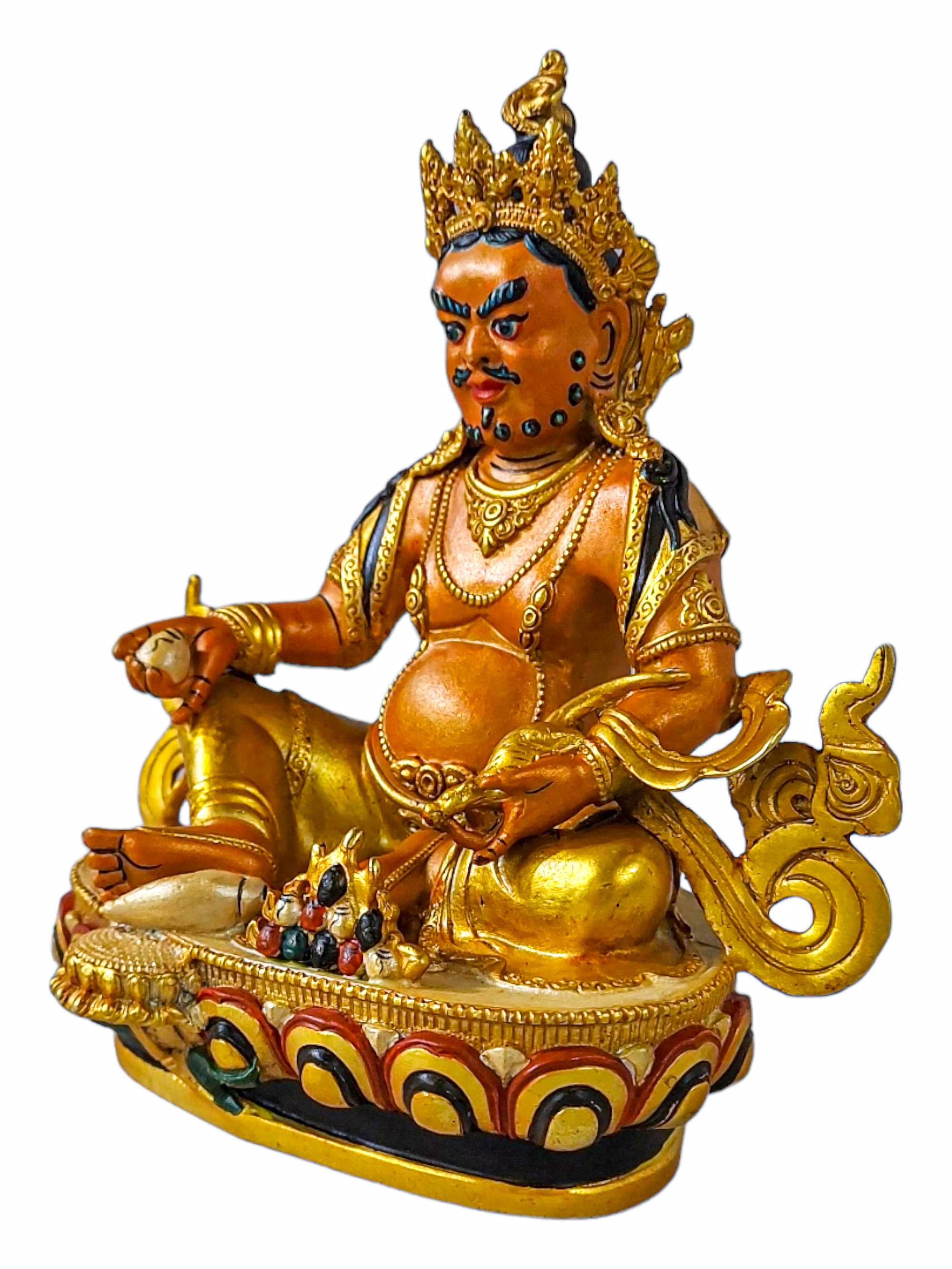 Yellow Jambhala Or Kuber, Buddhist Statue gold Plated, And traditional Color Finishing