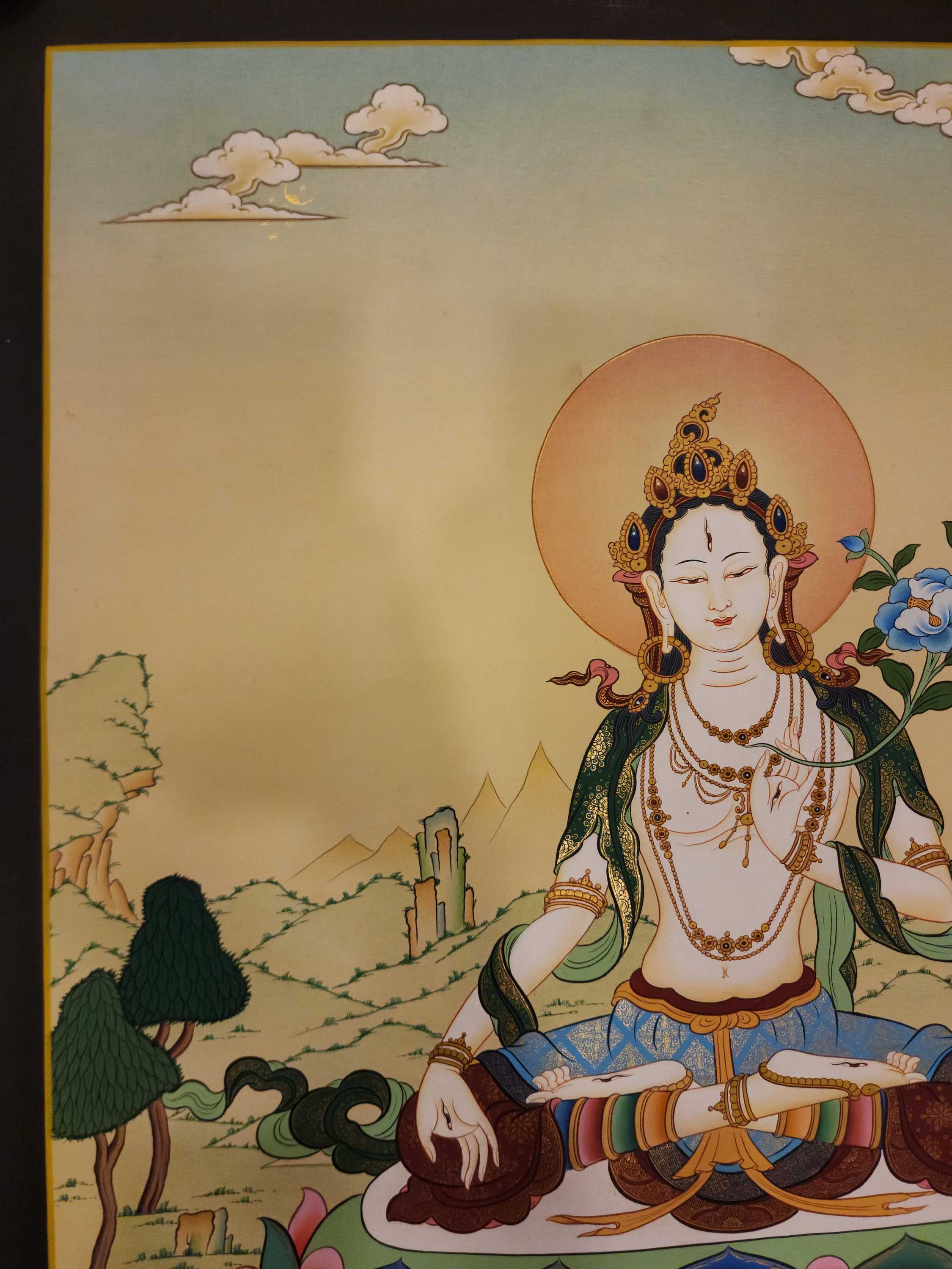 White Tara Thangka, Buddhist Traditional Painting, <span Style=