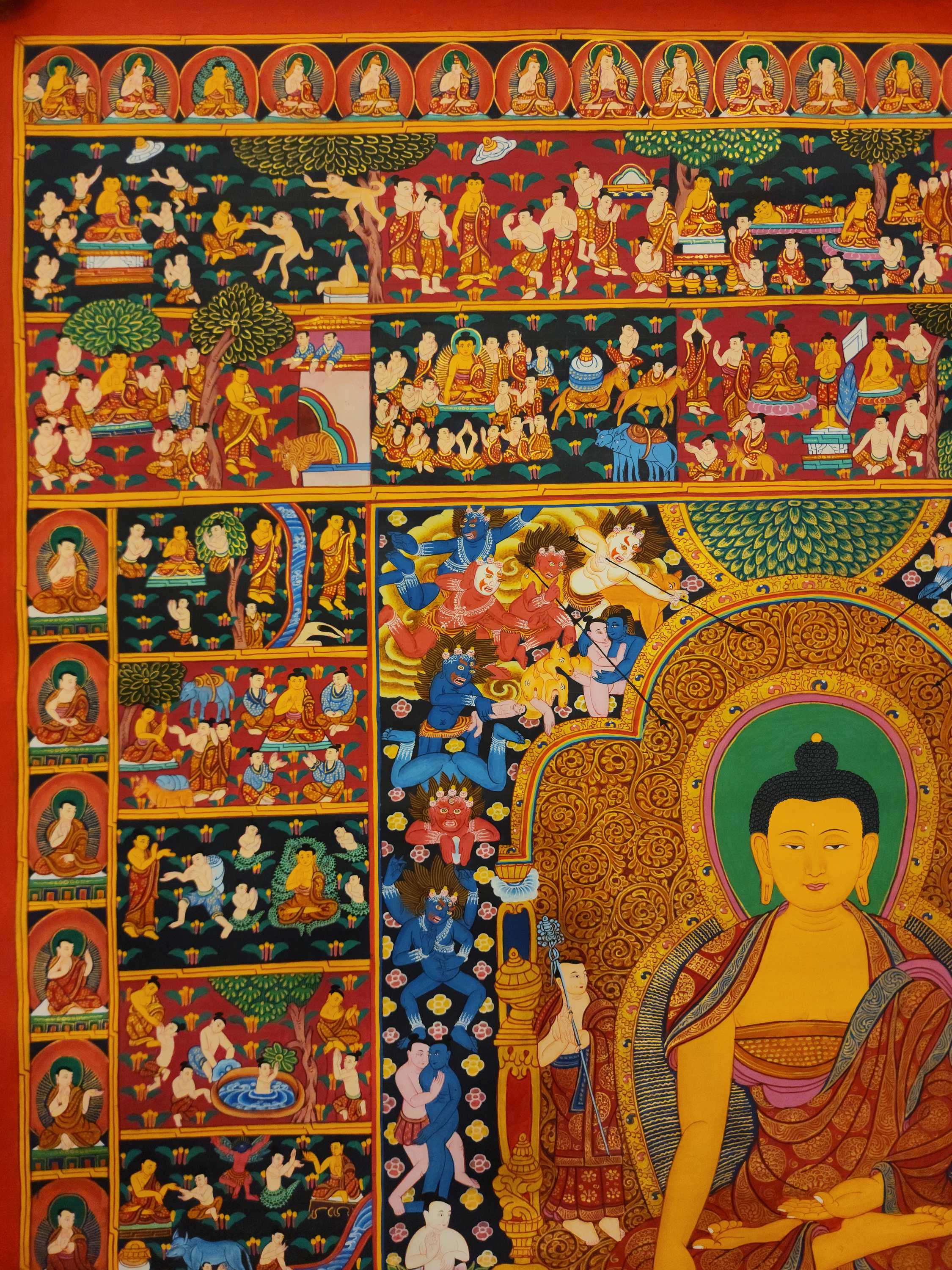 Buddha Gaya Thangka, Buddhist Traditional Painting, <span Style=