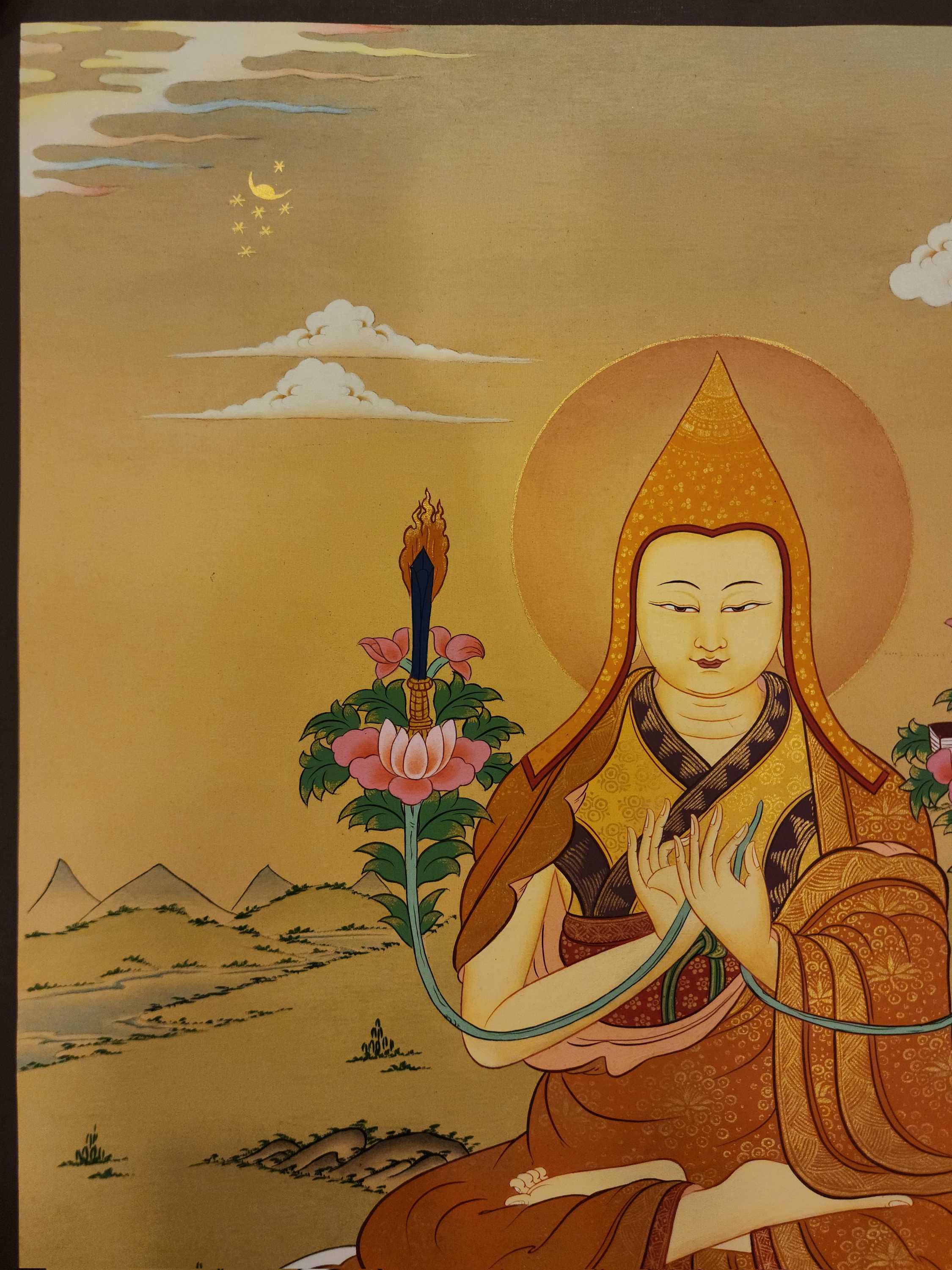 Tsongkhapa Thangka, Buddhist Traditional Painting, Tibetan Style Karma Gadri Art