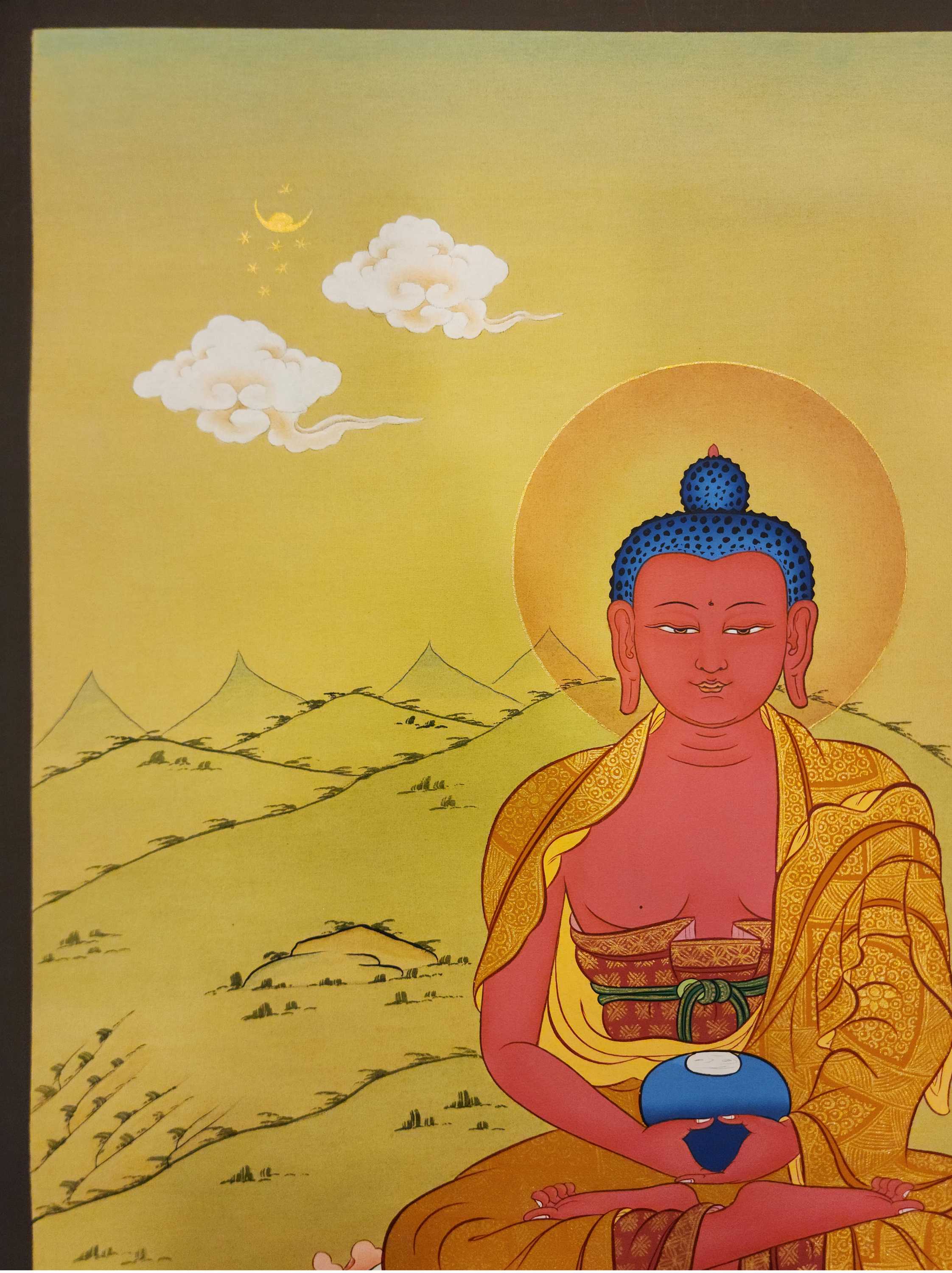 Amitabha Buddha Thangka, Buddhist Traditional Painting, Tibetan Style Karma Gadri Art