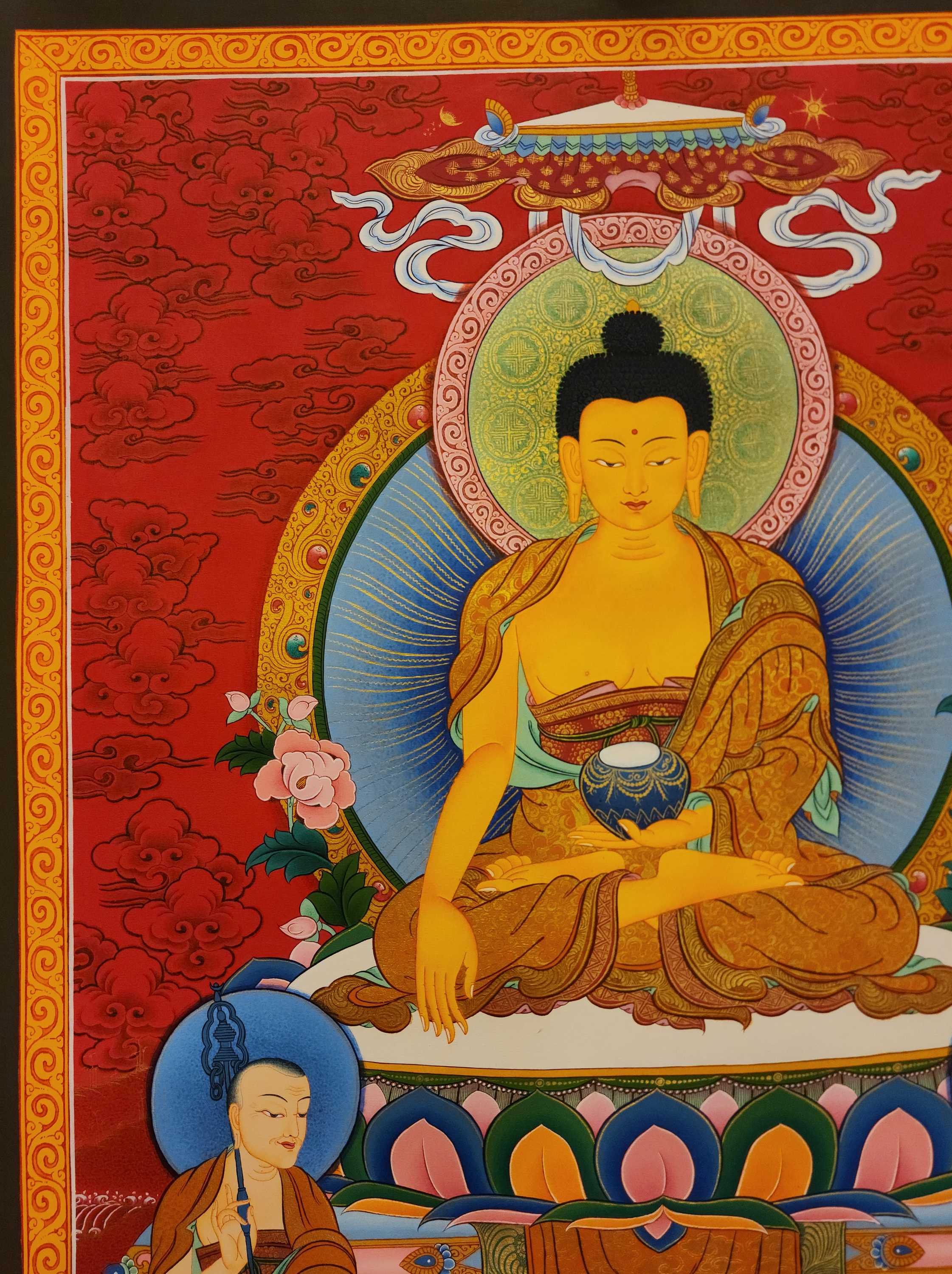 Shakyamuni Buddha Thangka, Buddhist Traditional Painting, Tibetan Style, <span Style=