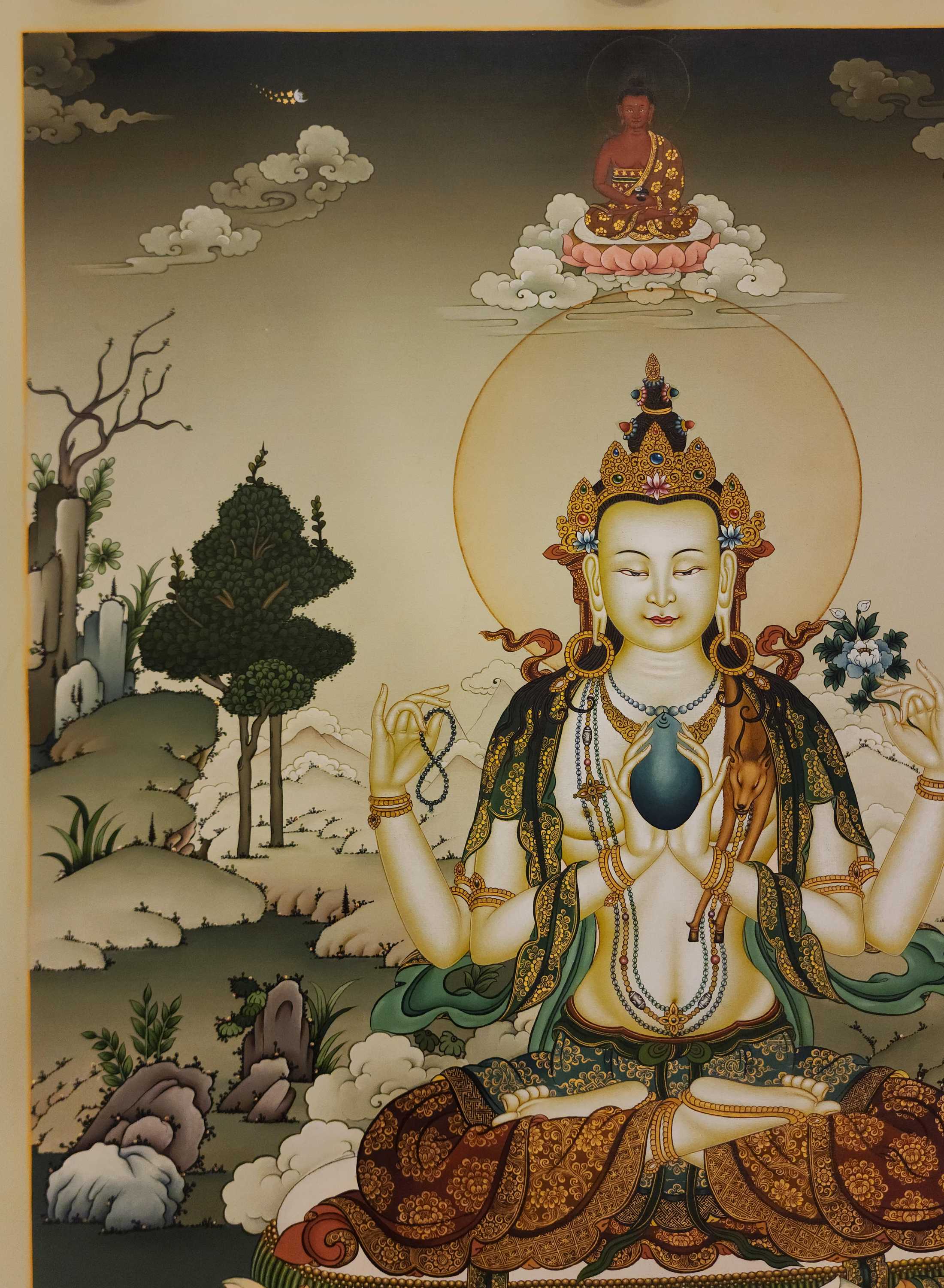 Chenrezig Thangka, Buddhist Traditional Painting, Karma Gadri Art, <span Style=