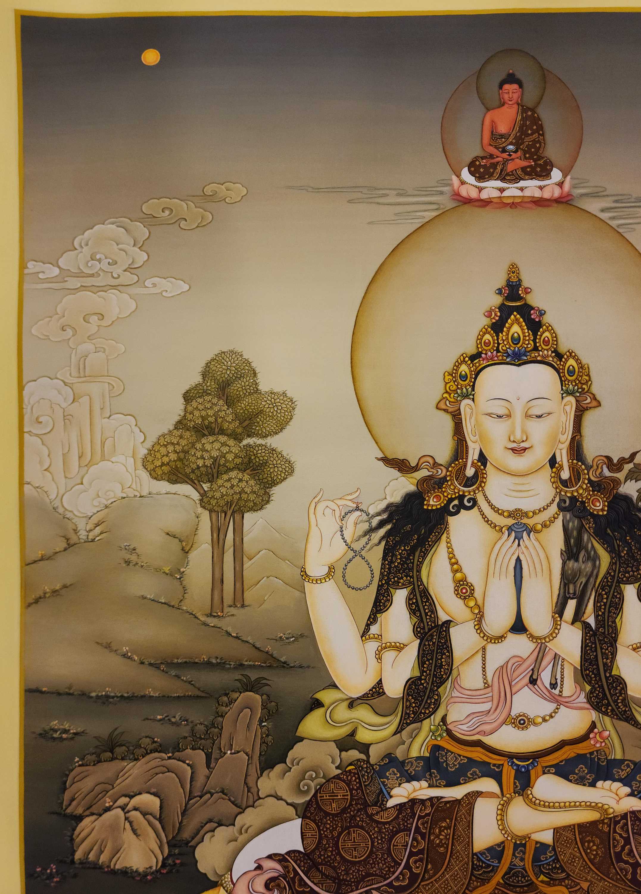Chenrezig Thangka, Buddhist Traditional Painting, Karma Gadri Art, <span Style=