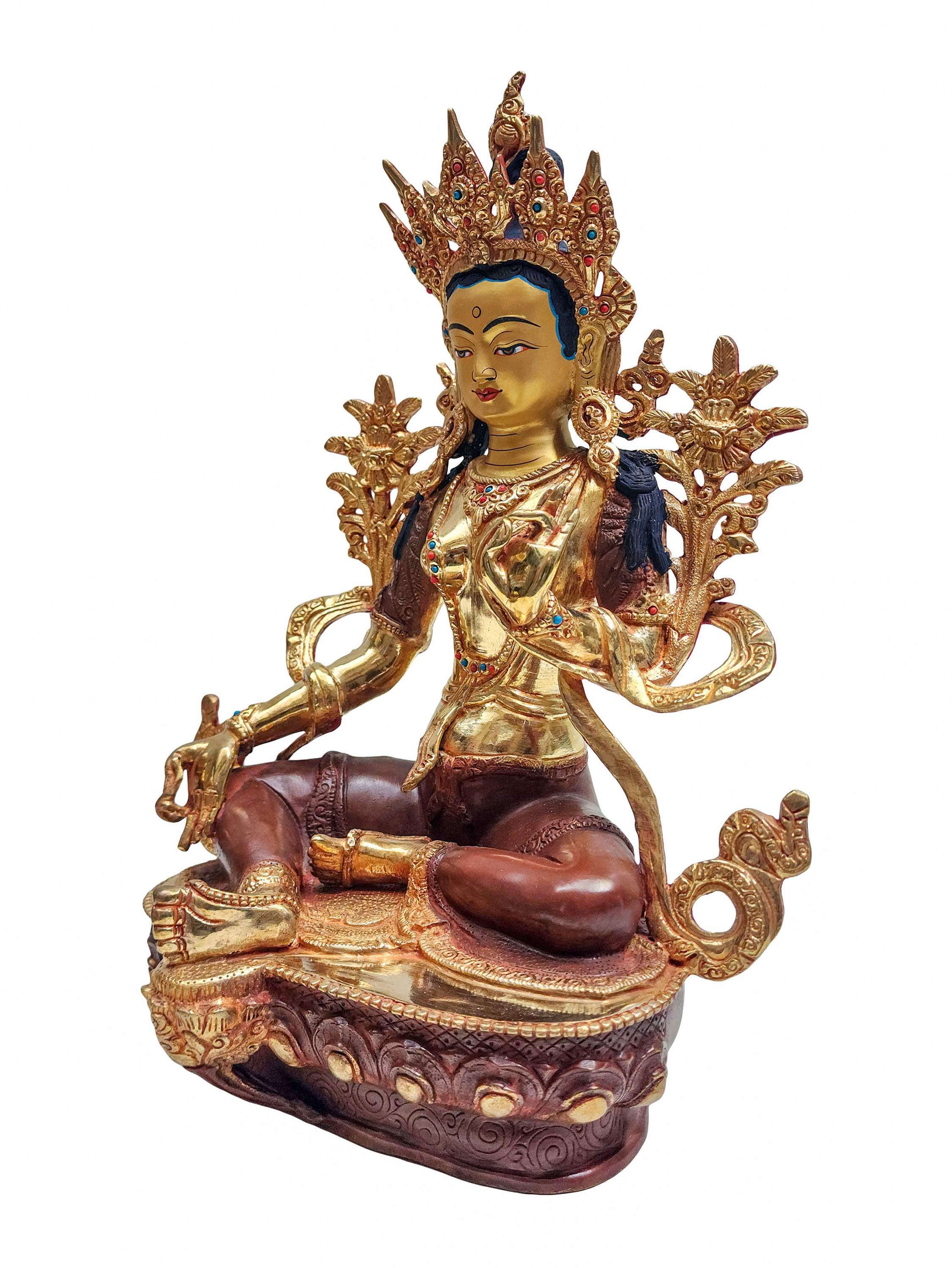 Green Tara, Buddhist Handmade Statue, <span Style=