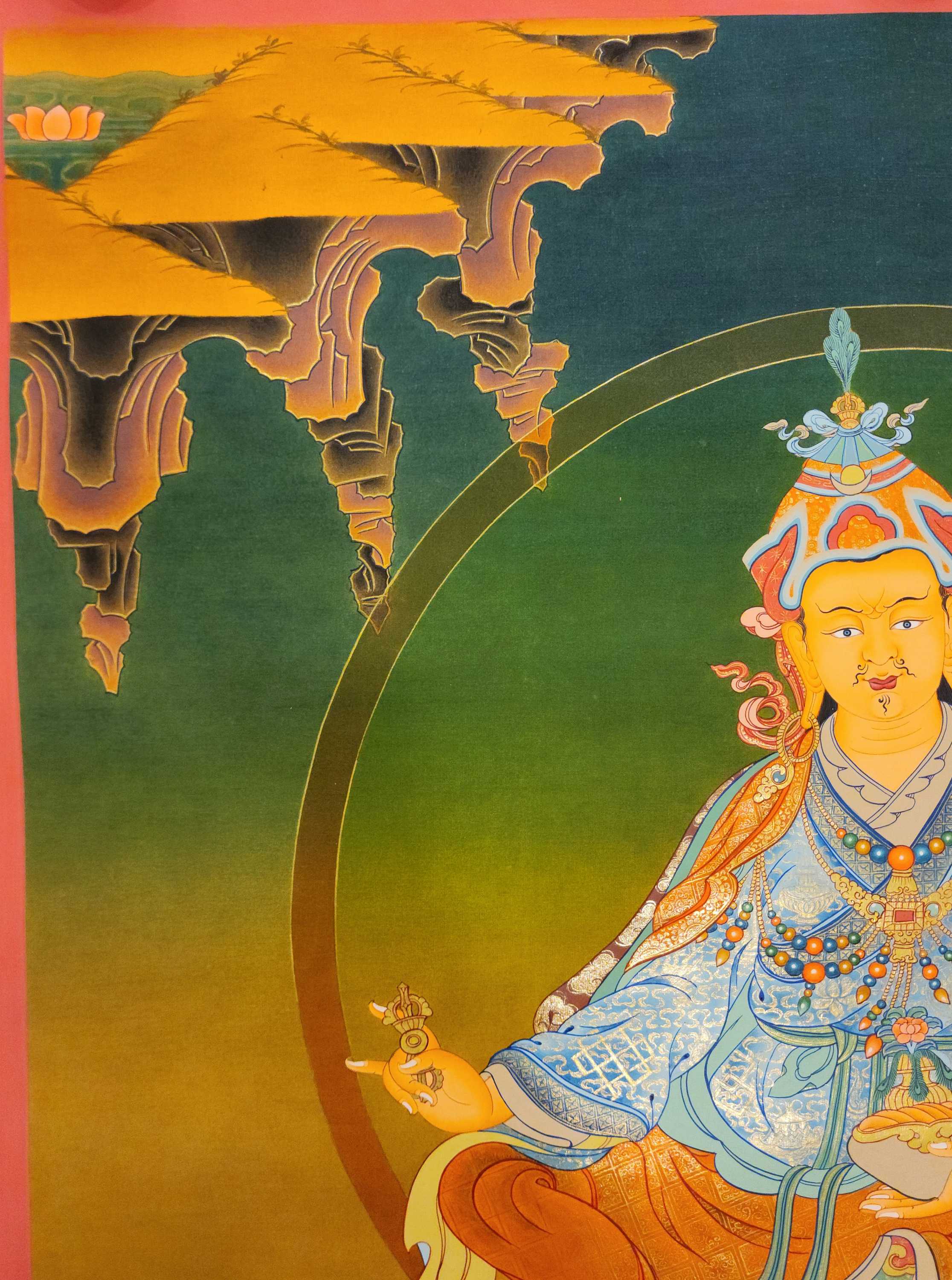 Padmasambhava Thangka, Buddhist Traditional Painting, Tibetan Style, <span Style=