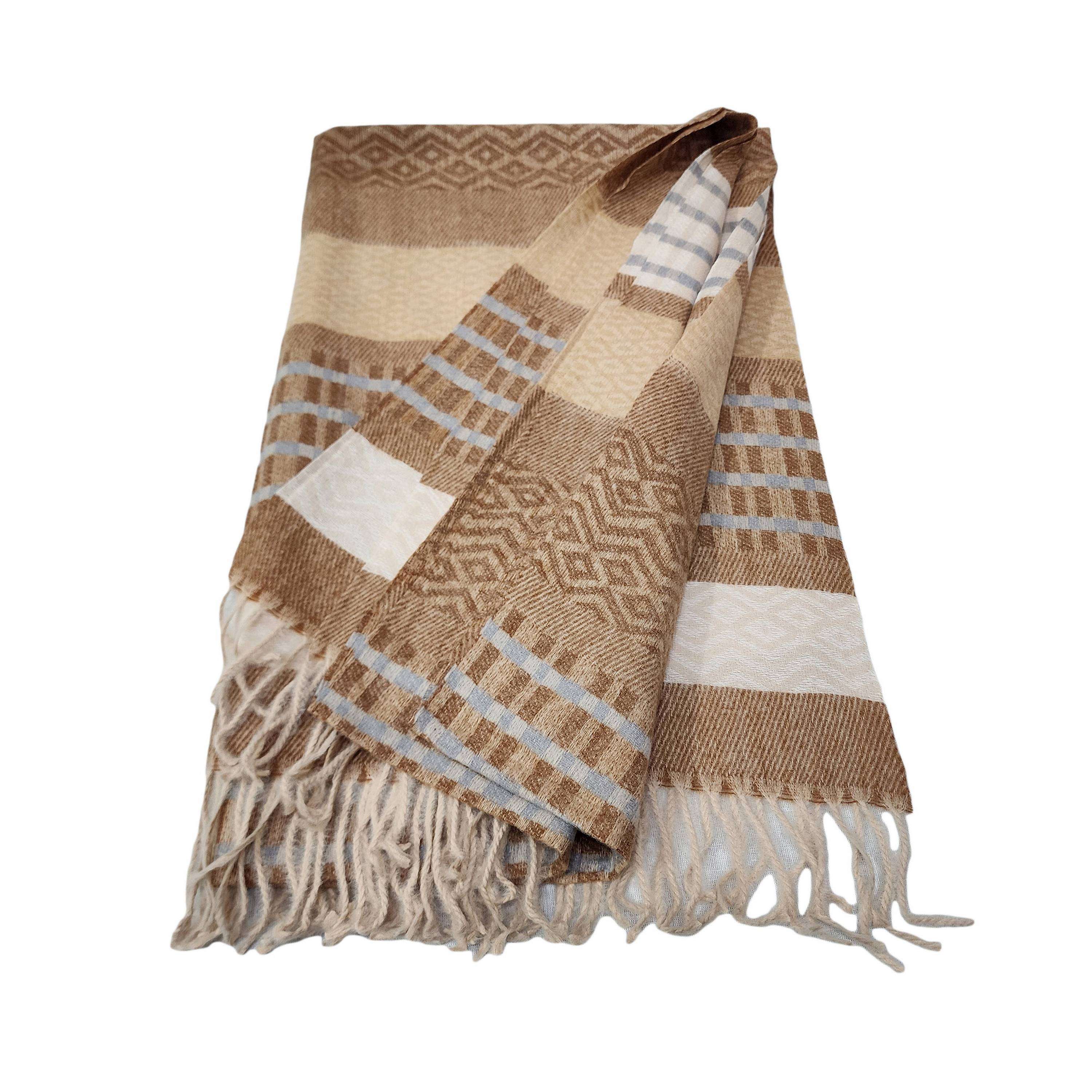 Stripe Acrylic Shawl, Luxuriously Cozy In Earth Color Stripes