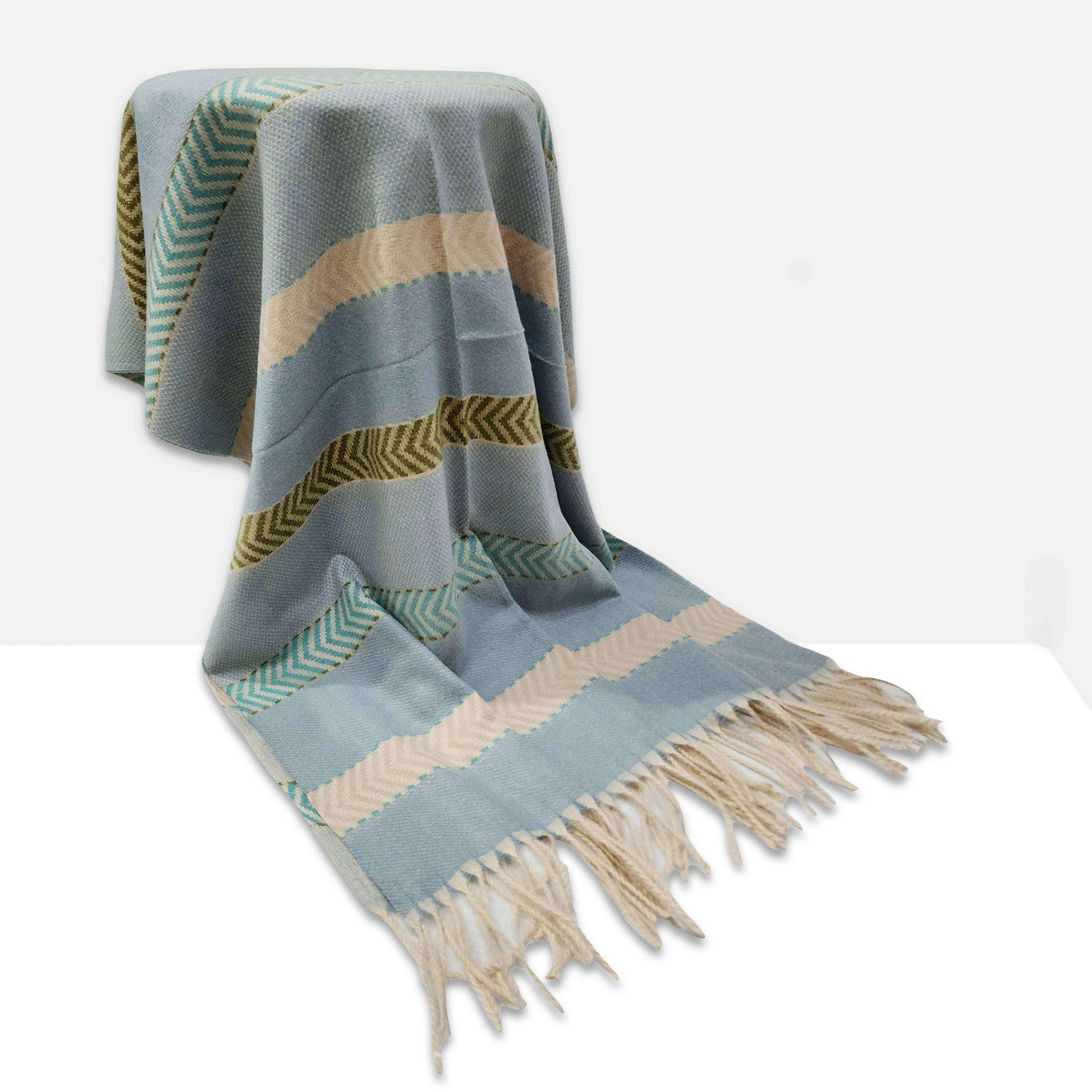 Strip Shawl, Cozy Comfort, In Earth Color Stripes