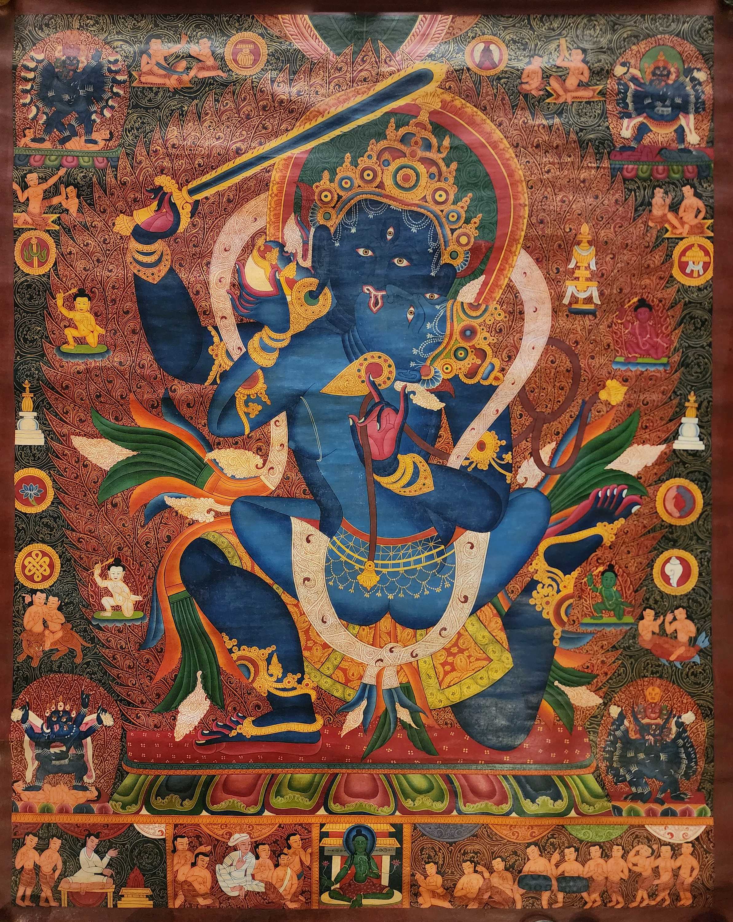 Chandamaharoshana Thangka, Sankata, master Quality, Buddhist Traditional Painting, Tibetan Style, oiled Thangka, old Stock