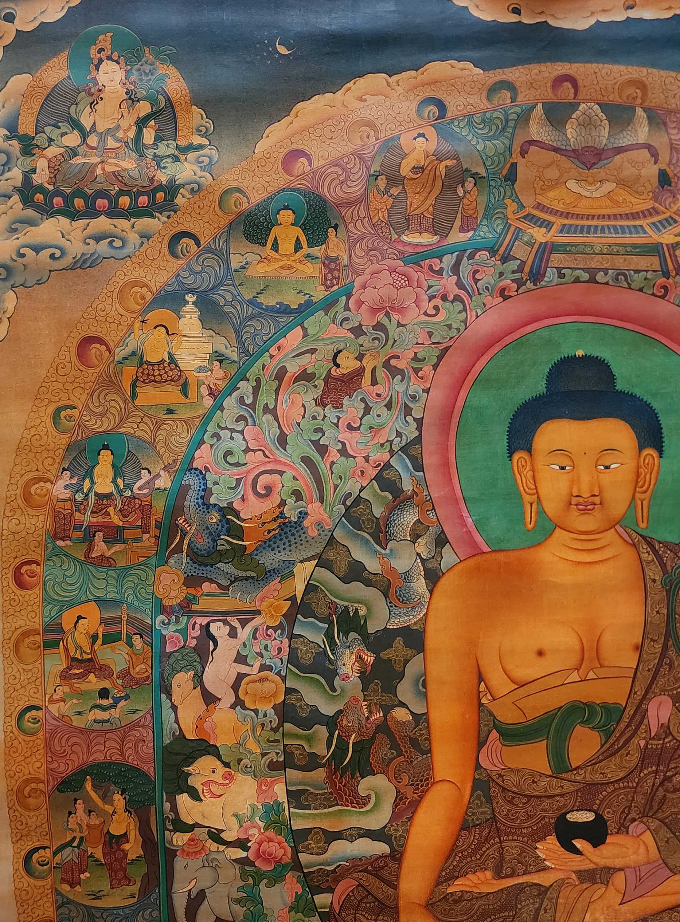 Shakyamuni Buddha Thangka, Buddhist Traditional Painting, Tibetan Style, <span Style=