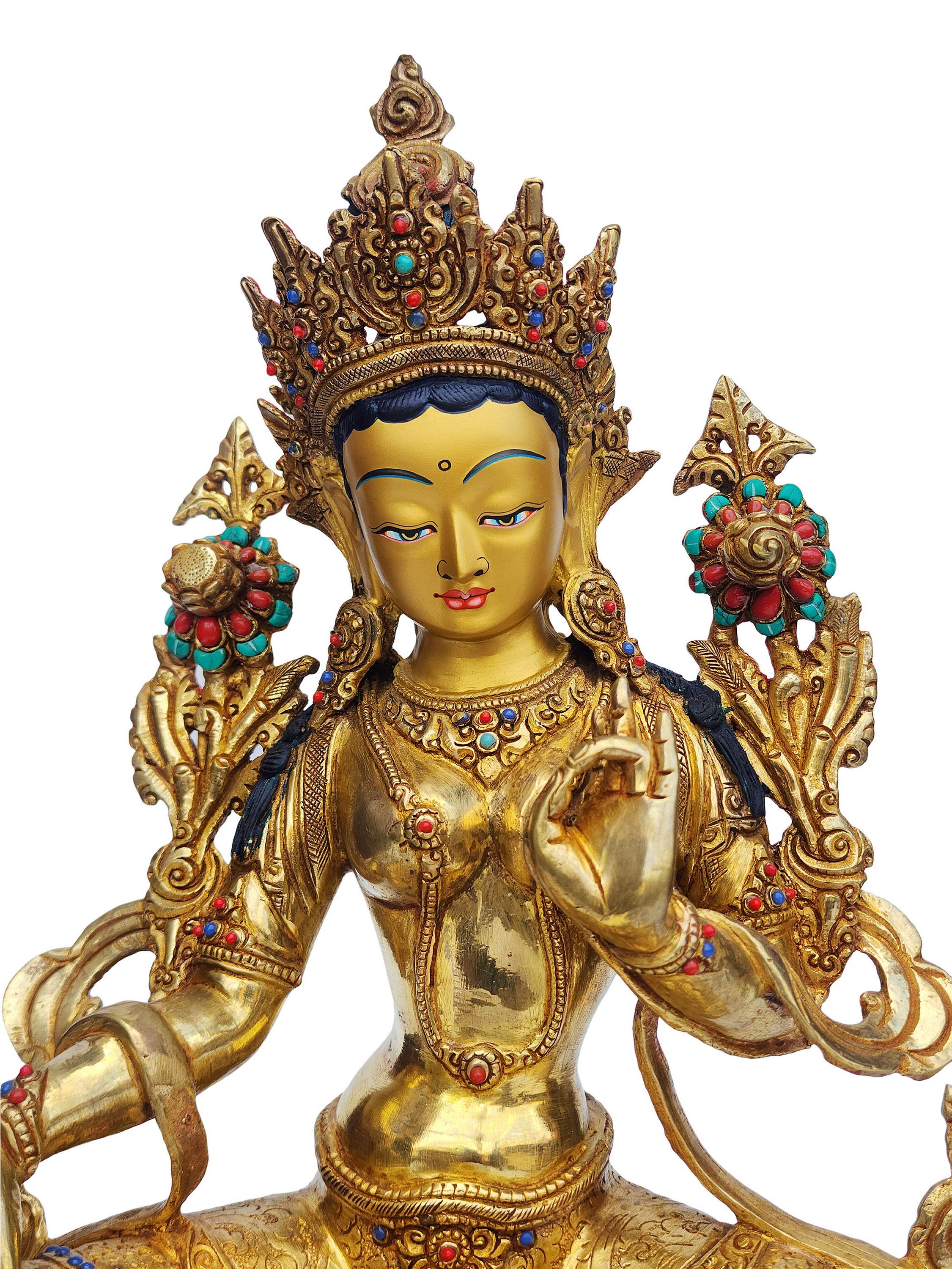 Green Tara, Buddhist Handmade Statue, <span Style=