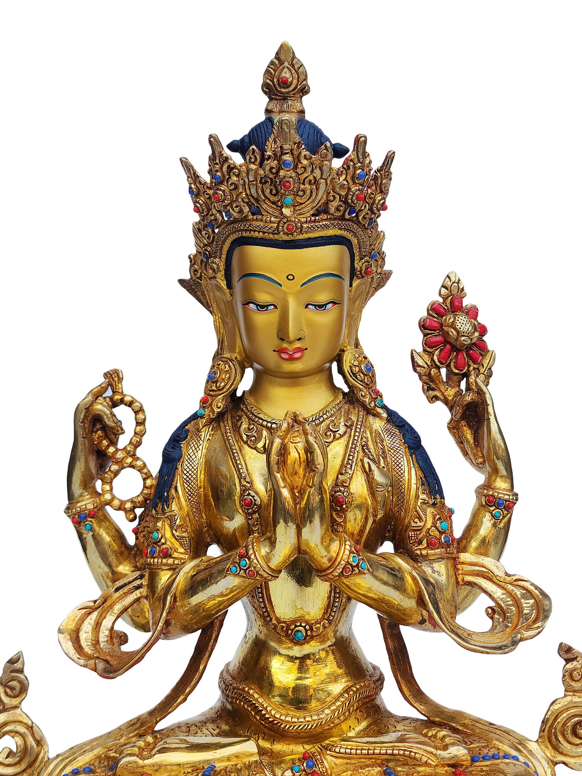 Chenrezig - Avalokitesvara, Buddhist Handmade Statue, <span Style=