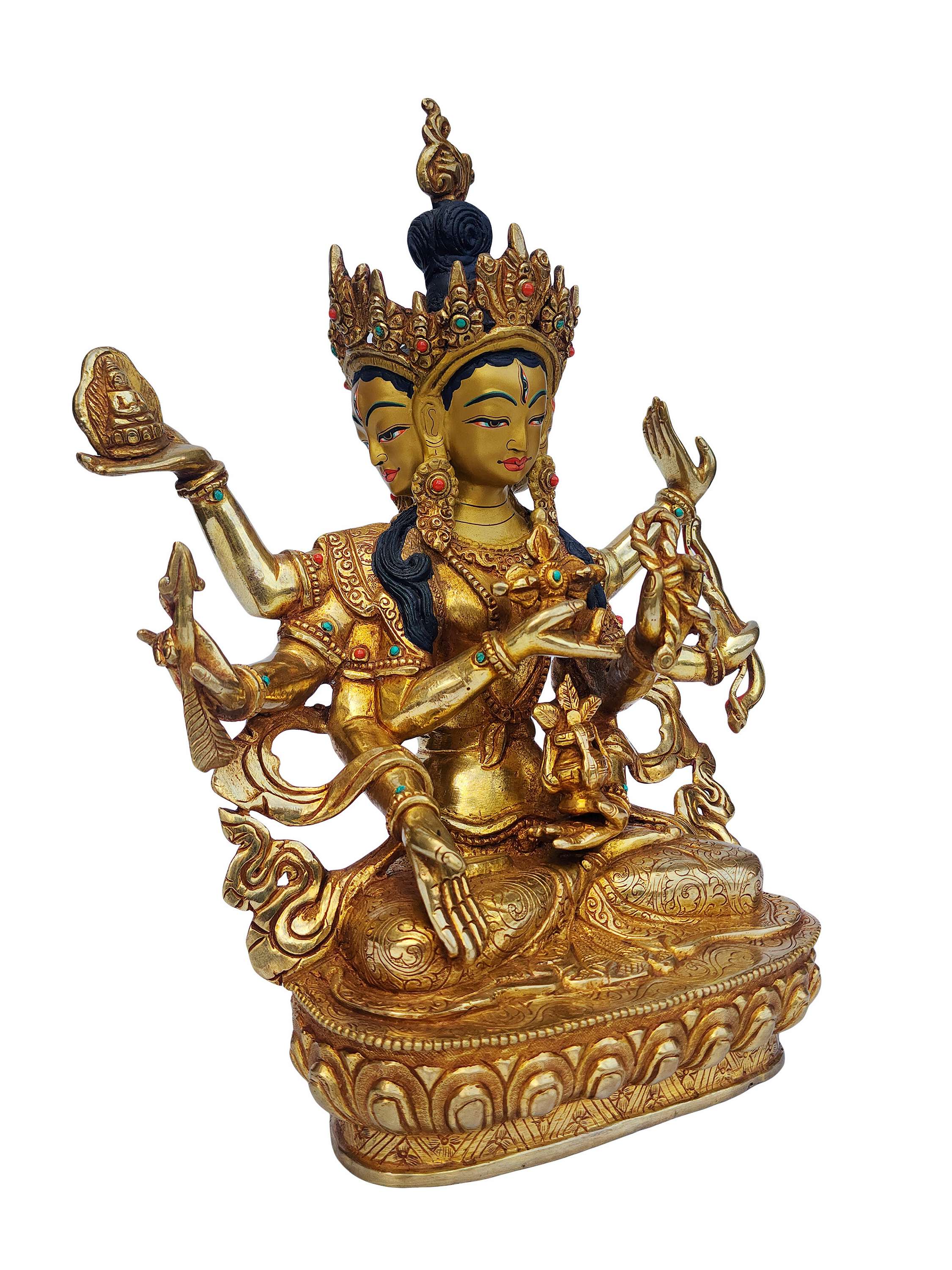 Namgyalma, Buddhist Handmade Statue, face Painted, gold Plated