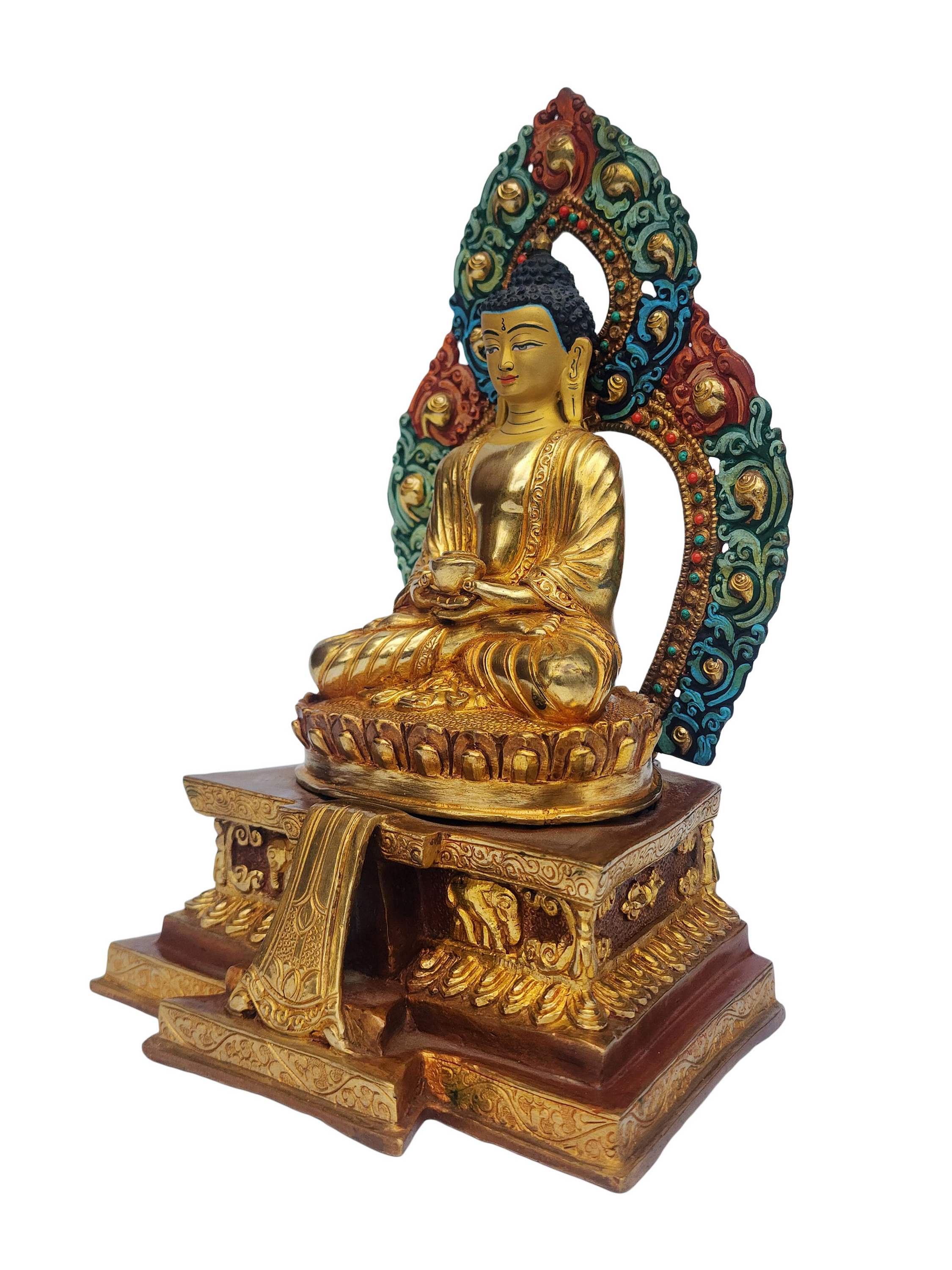 Amitabha Buddha On Throne, Buddhist Handmade Statue, <span Style=