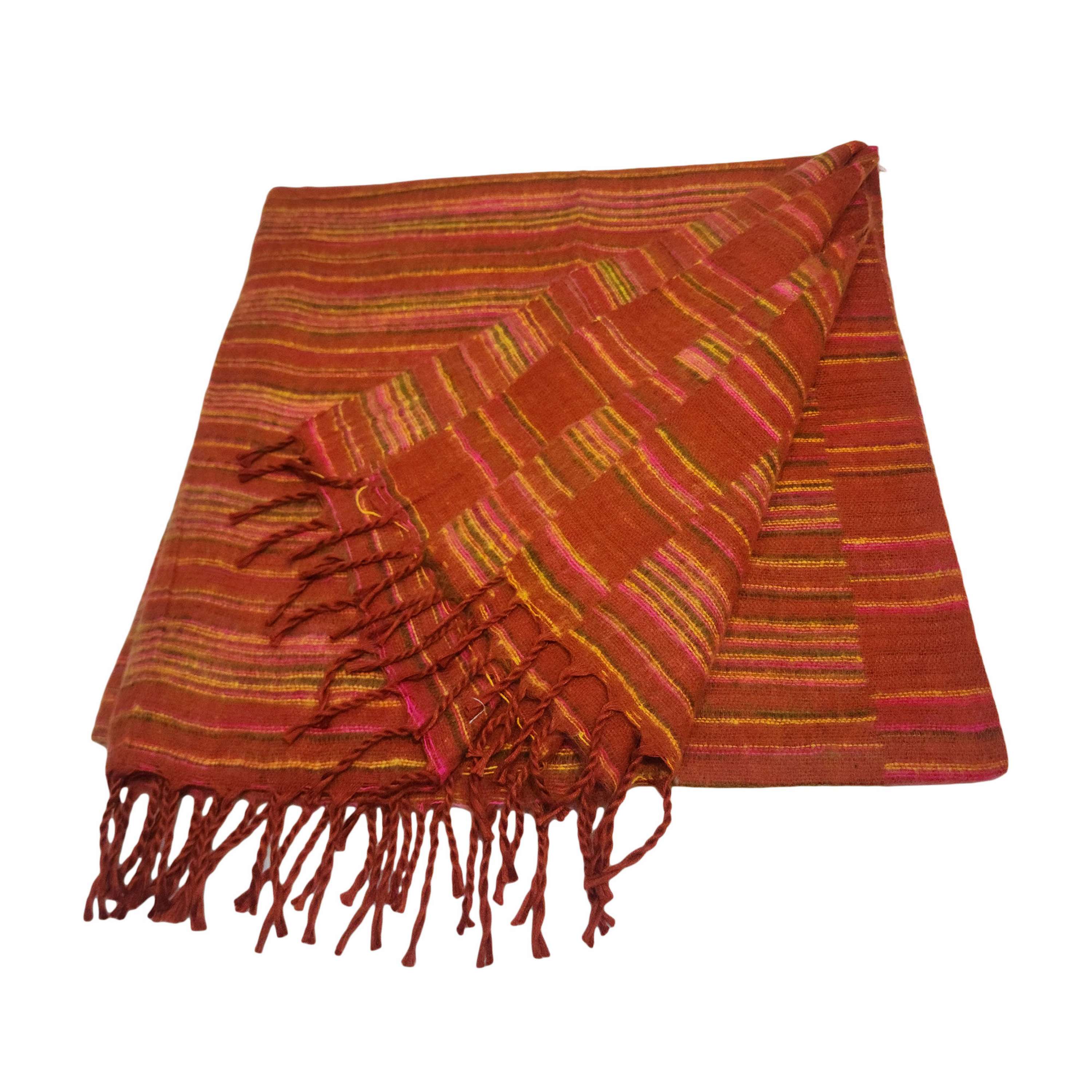 Tibet Shawl, Effortless Style: Acrylic Woolen Shawls For The Modern Fashionista In Rust Brown Color <span Style=