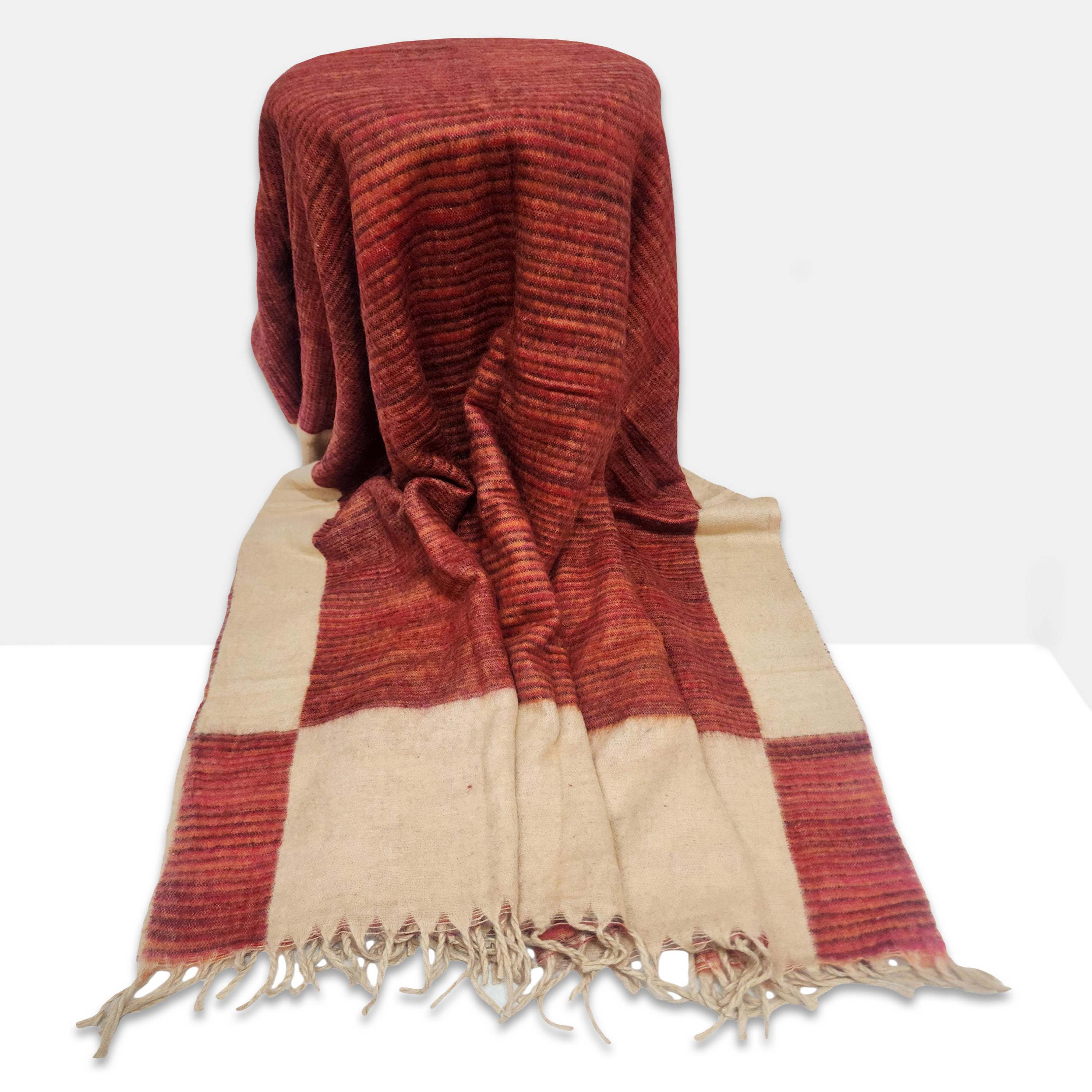 Tibet Blanket, Acrylic Woolen Blanket, With Multi Color Strip