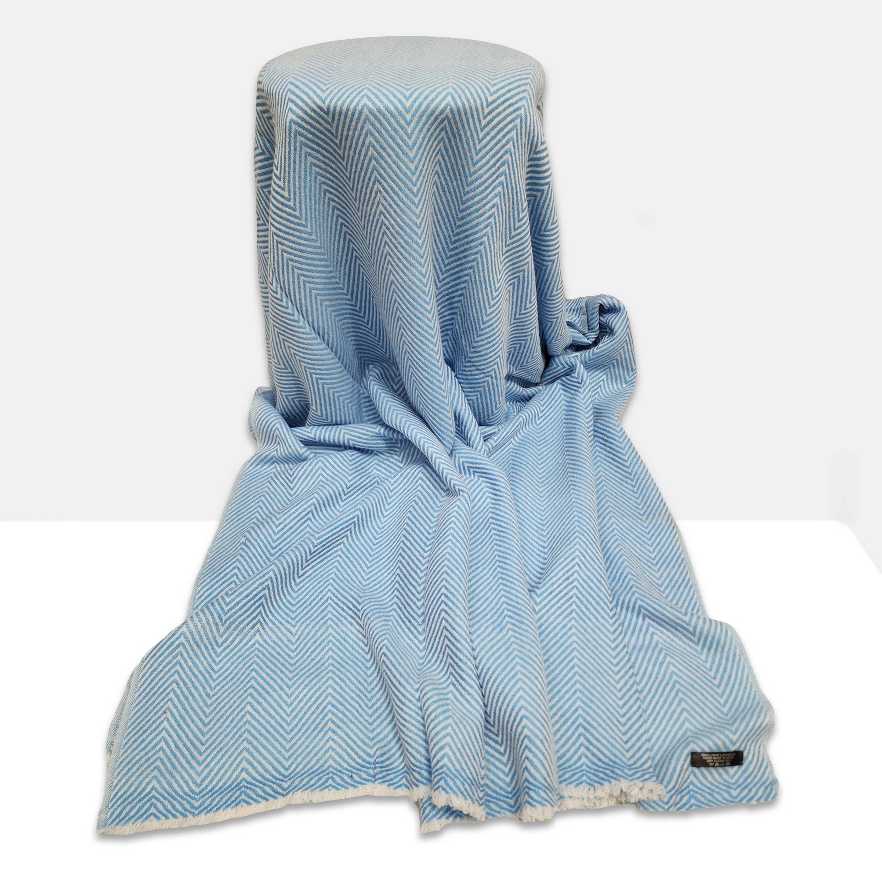 Pashmina Blanket, Nepali Hand Loom Blanket, blue And White Strip ...