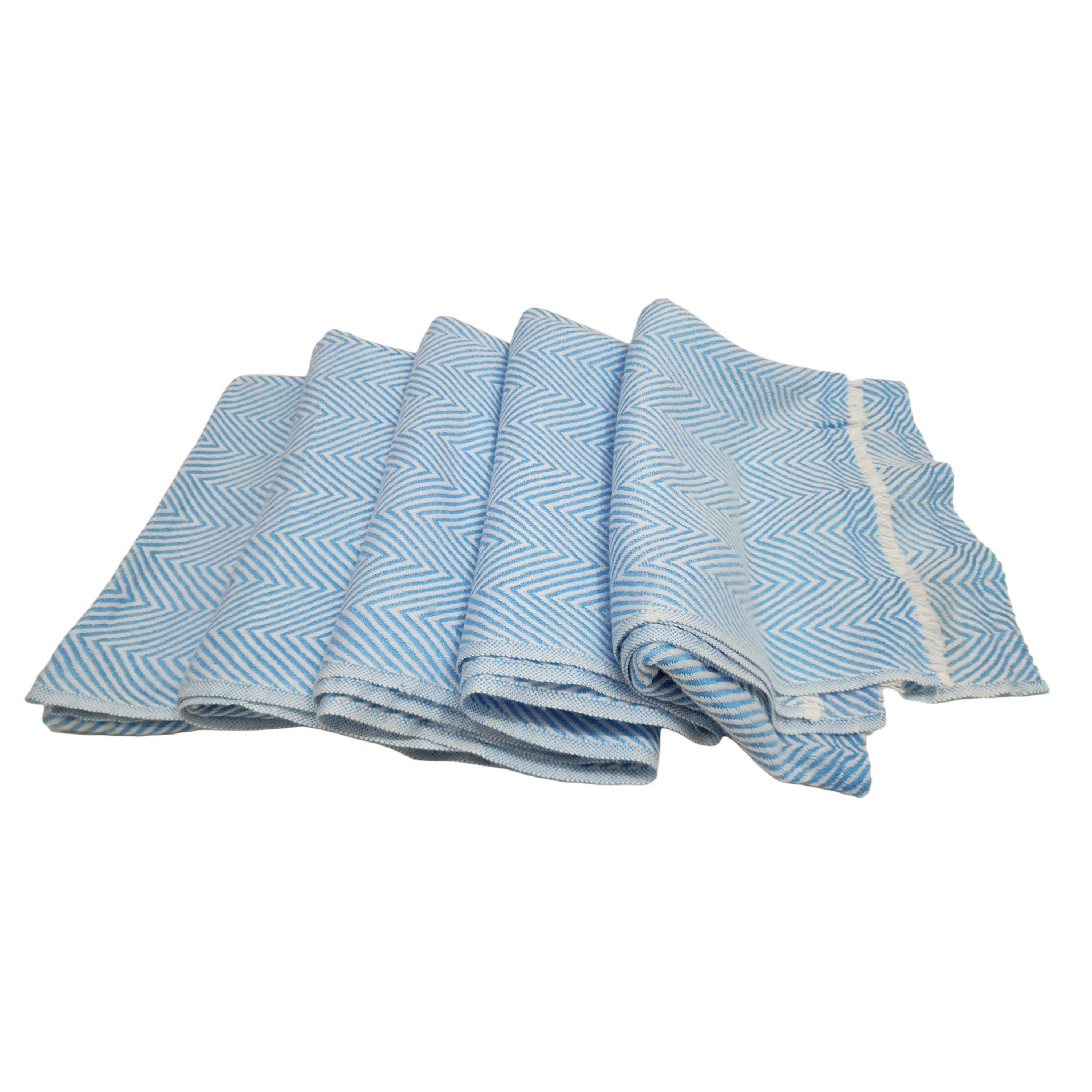 Pashmina Blanket, Nepali Hand Loom Blanket, blue And White Strip, Cashmere