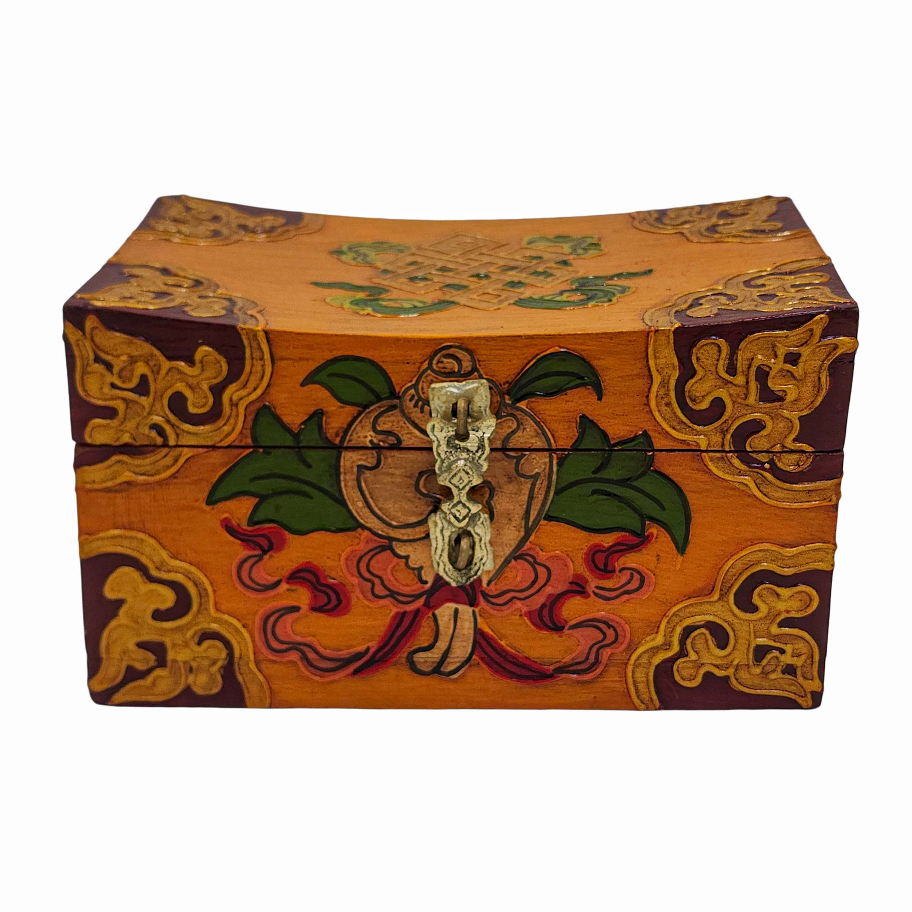 Tibetan Ritual Wooden Box <span Style=