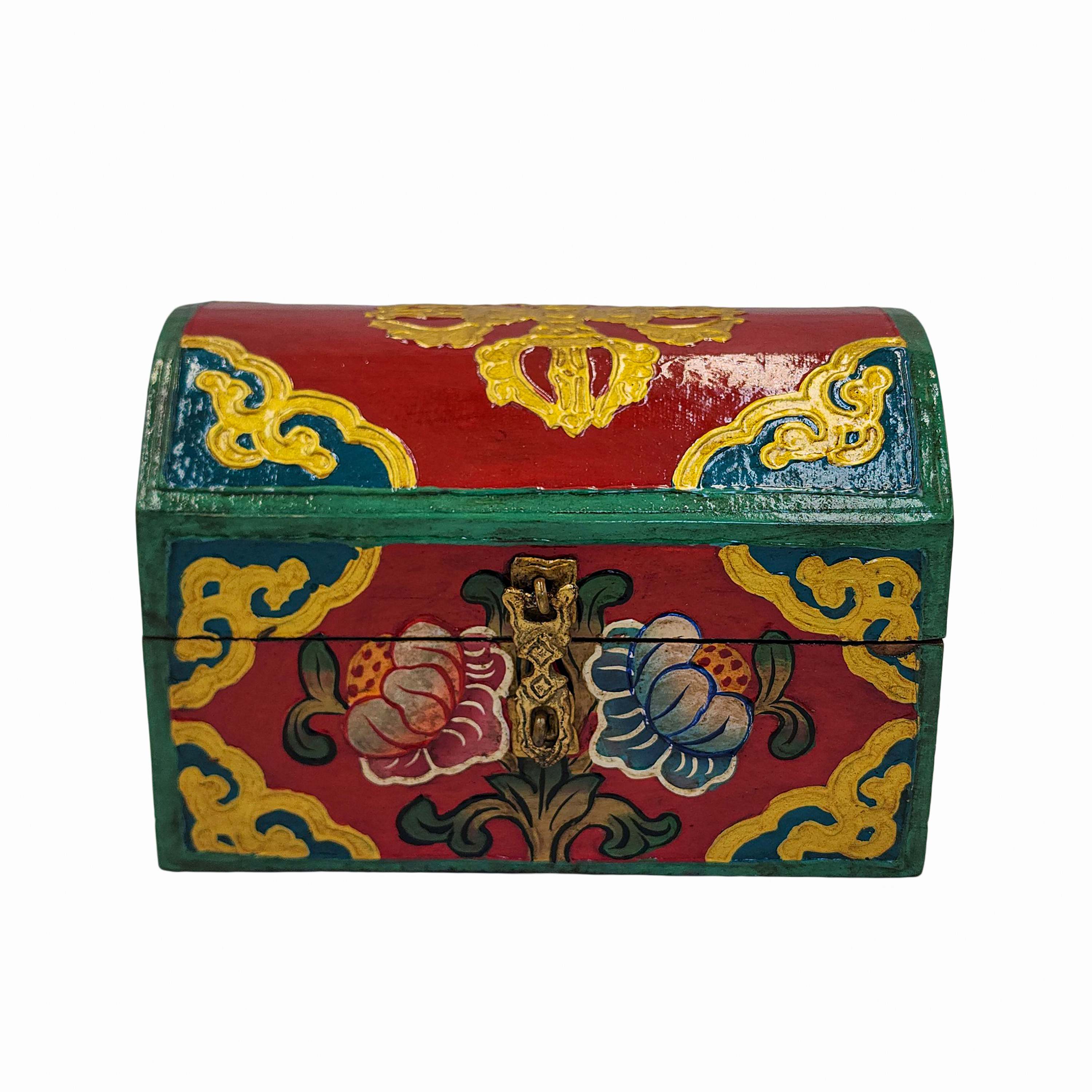 Tibetan Ritual Wooden Box <span Style=