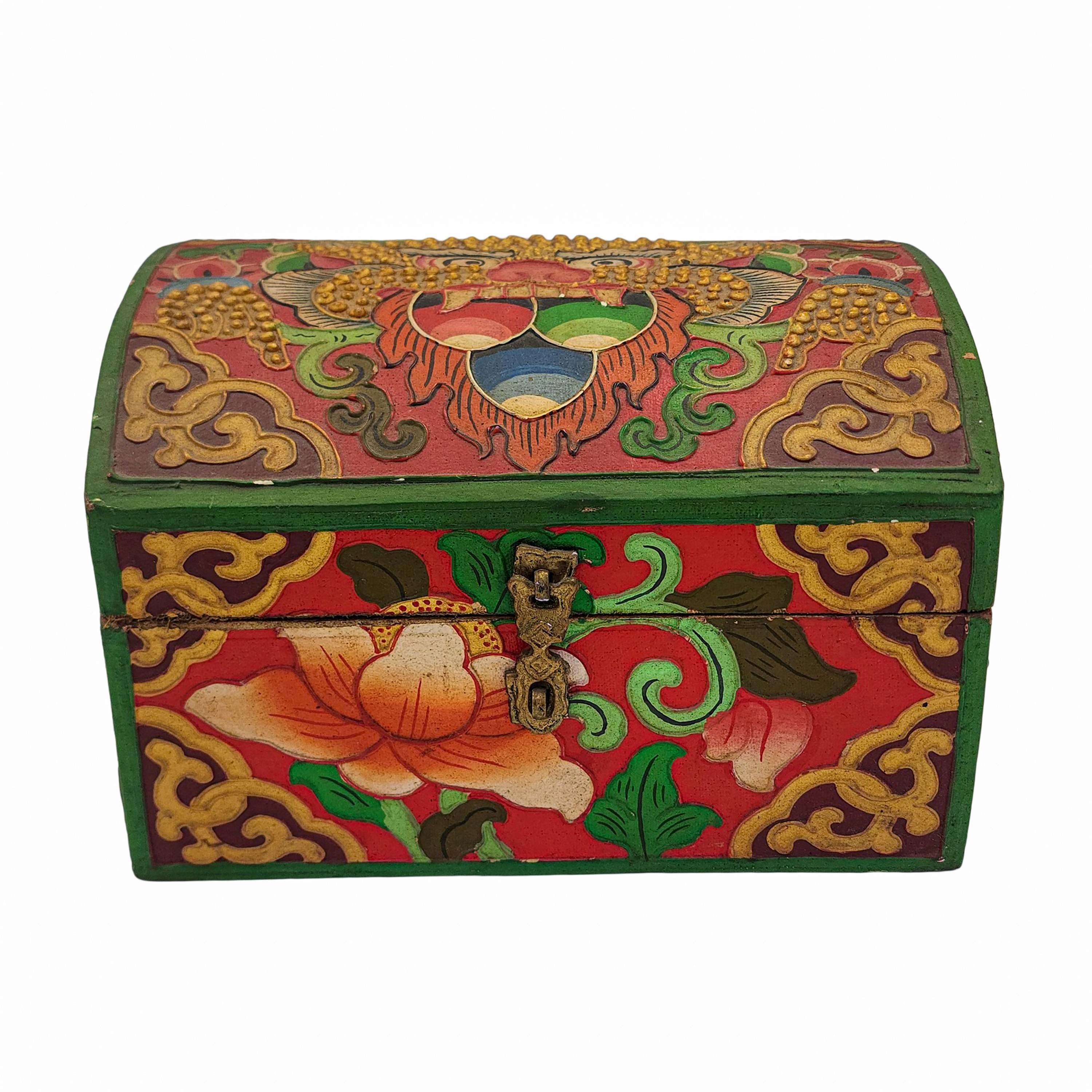 Tibetan Ritual Wooden Box <span Style=