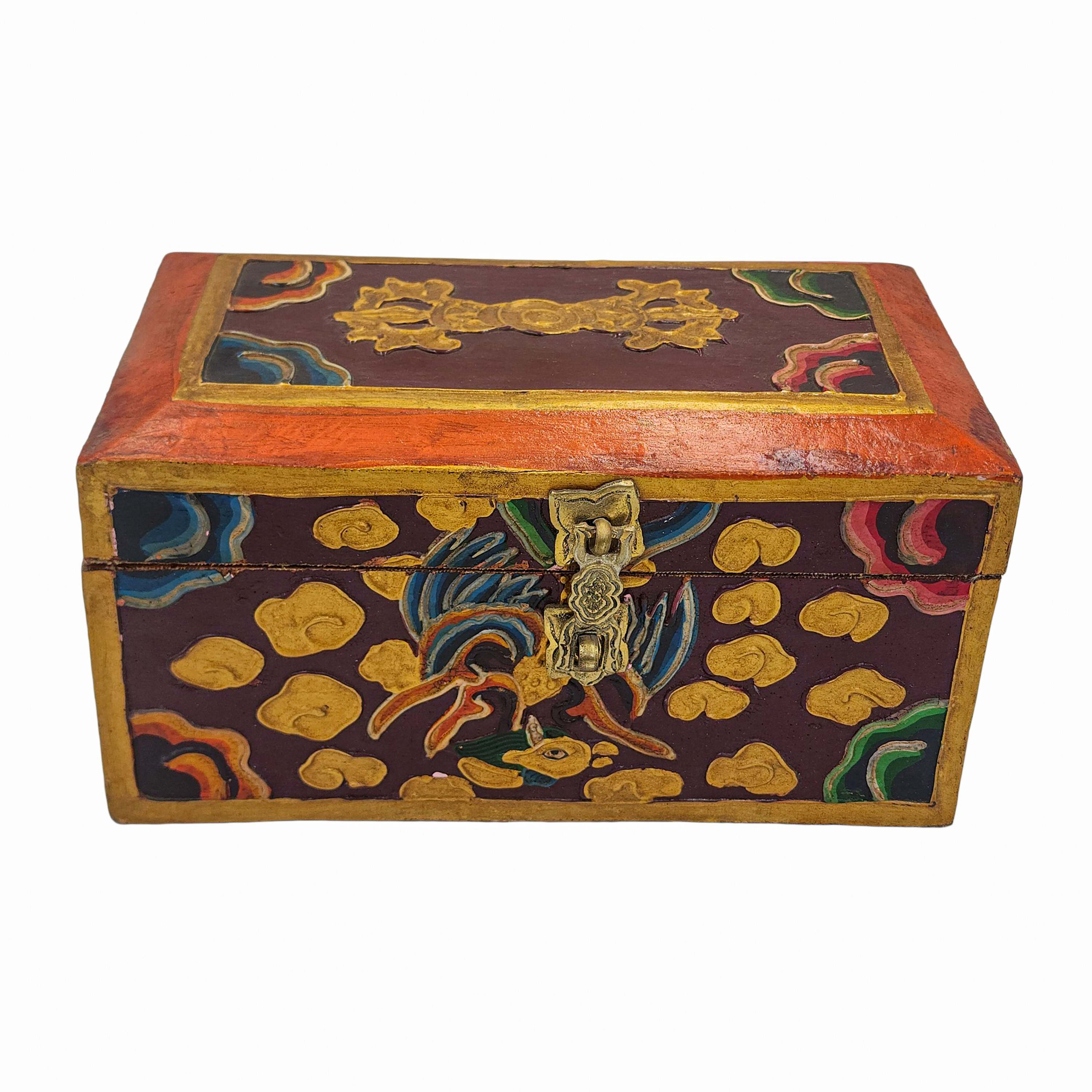 Tibetan Ritual Wooden Box <span Style=