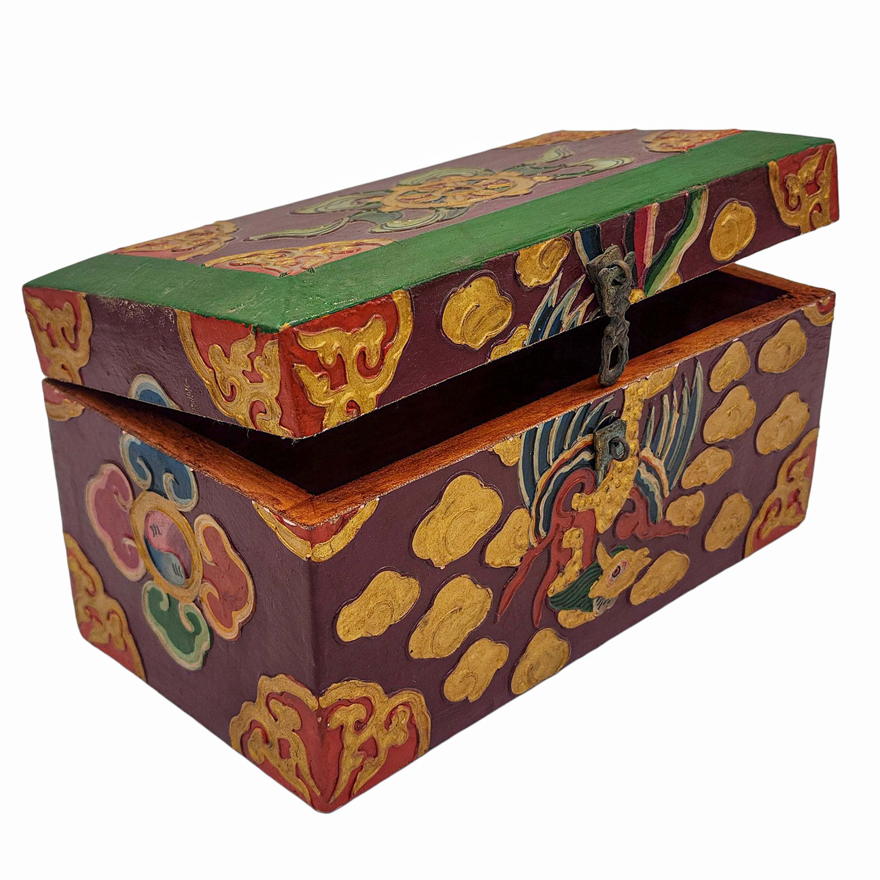 Tibetan Ritual Wooden Box, <span Style=