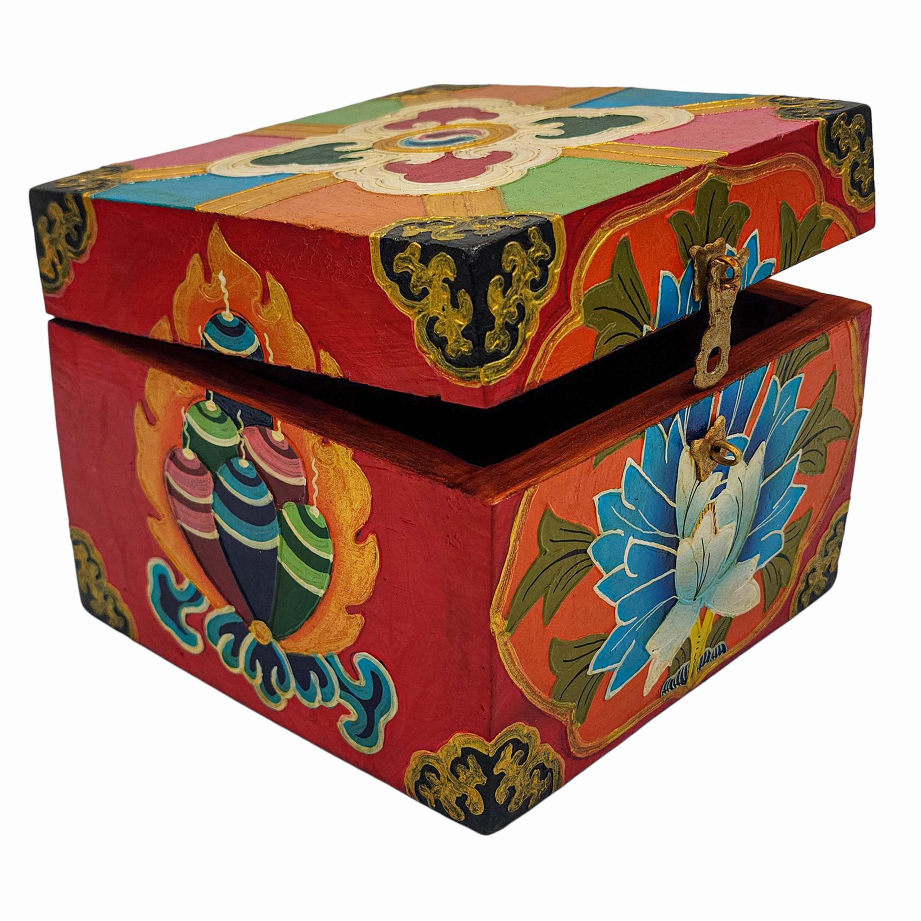 Tibetan Ritual Wooden Box <span Style=