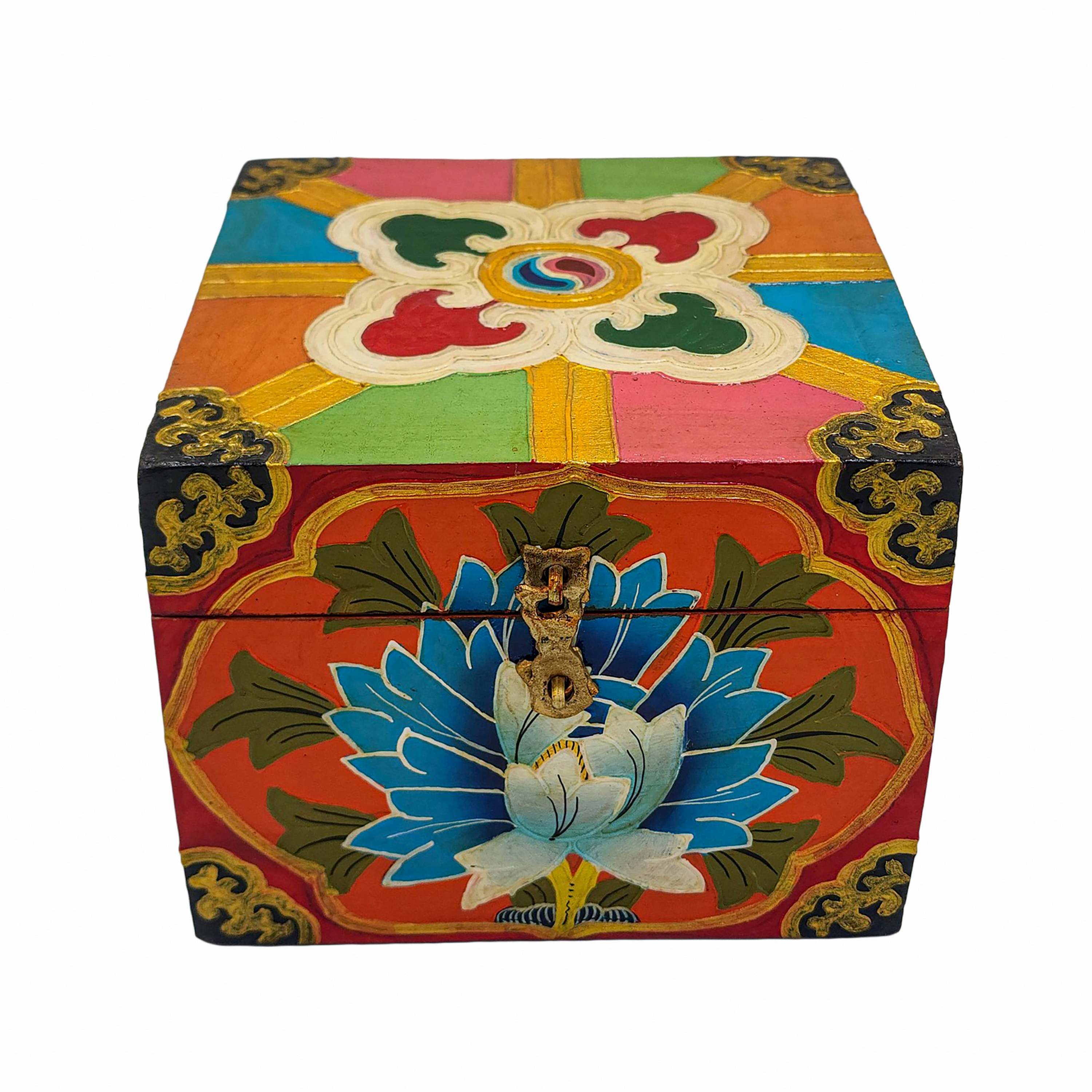 Tibetan Ritual Wooden Box <span Style=