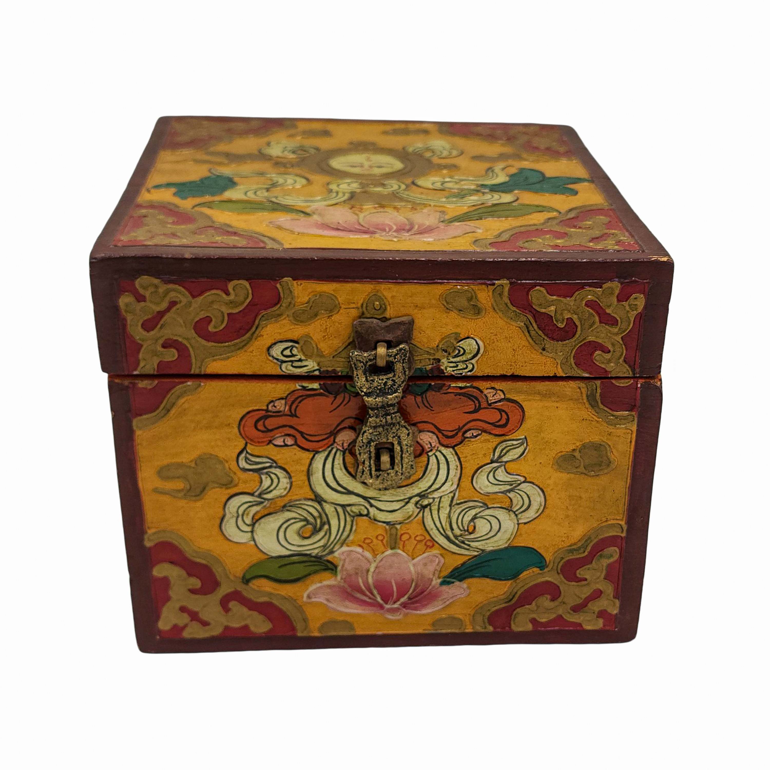 Tibetan Ritual Wooden Box <span Style=