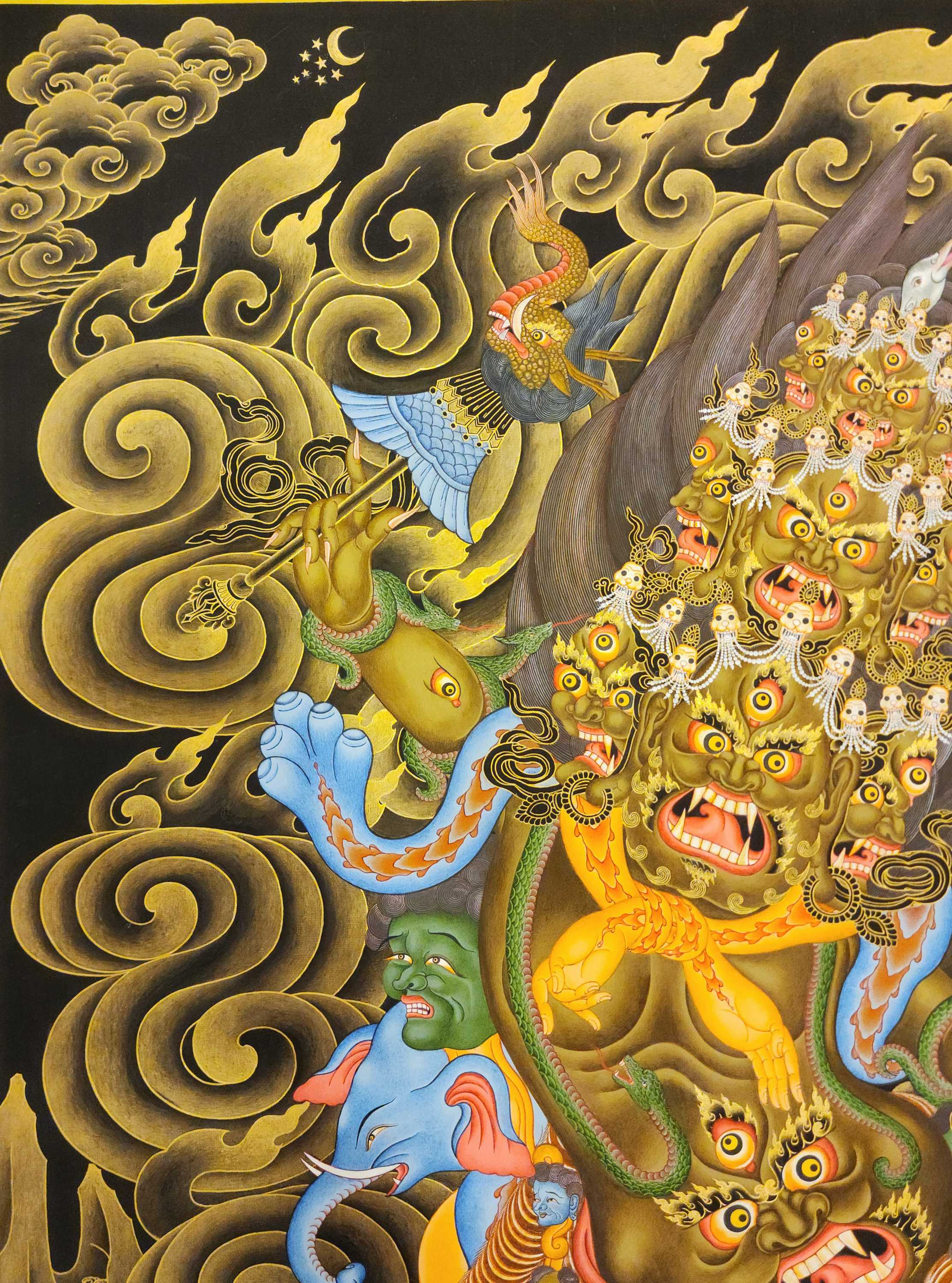 Rahula Thangka, master Quality, Buddhist Traditional Painting, Tibetan Style, real Gold, rare Find