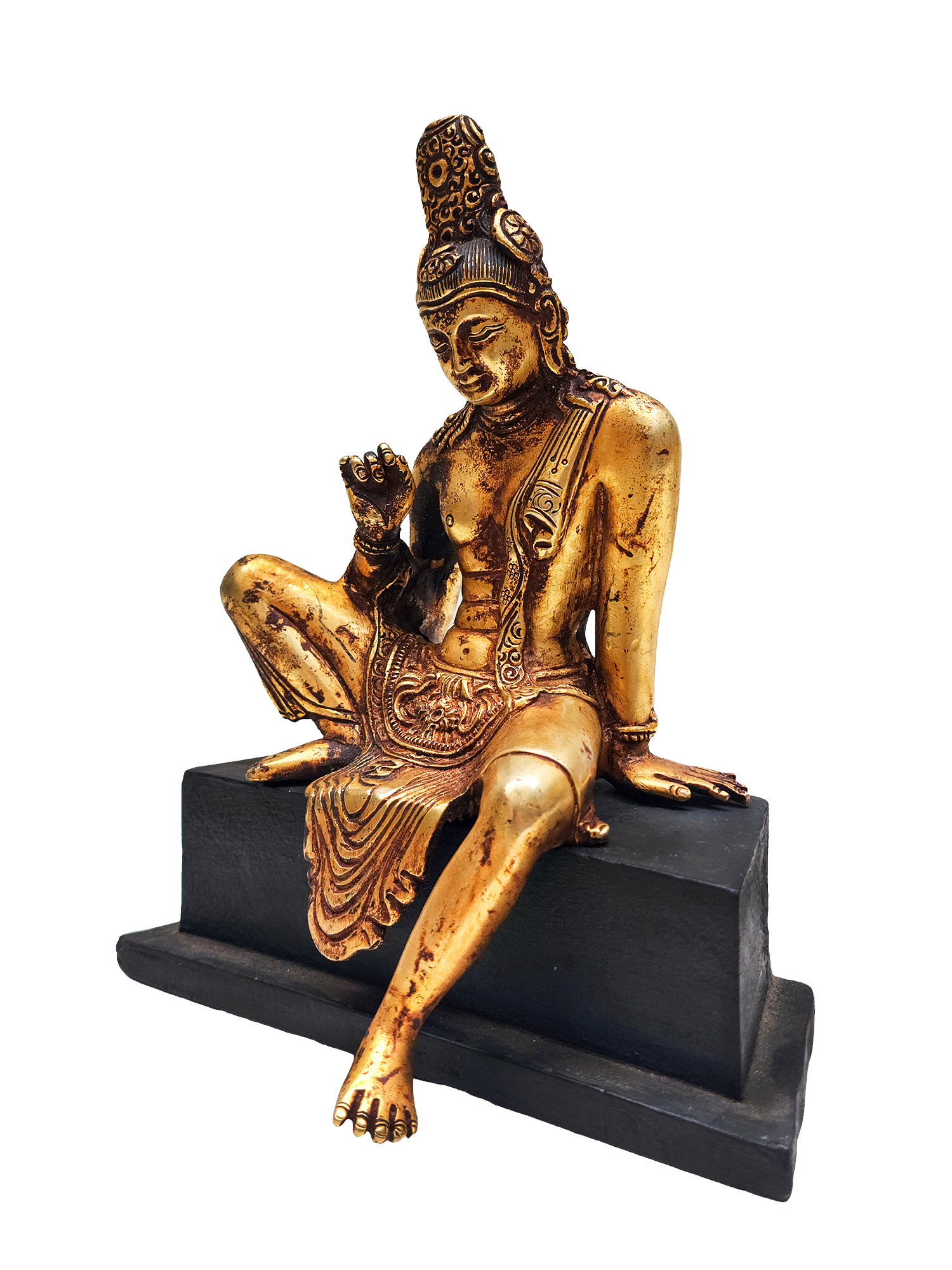 sri Lankan Bodhisattva, Buddhist Handmade Statue, antique Finishing, gold Plated