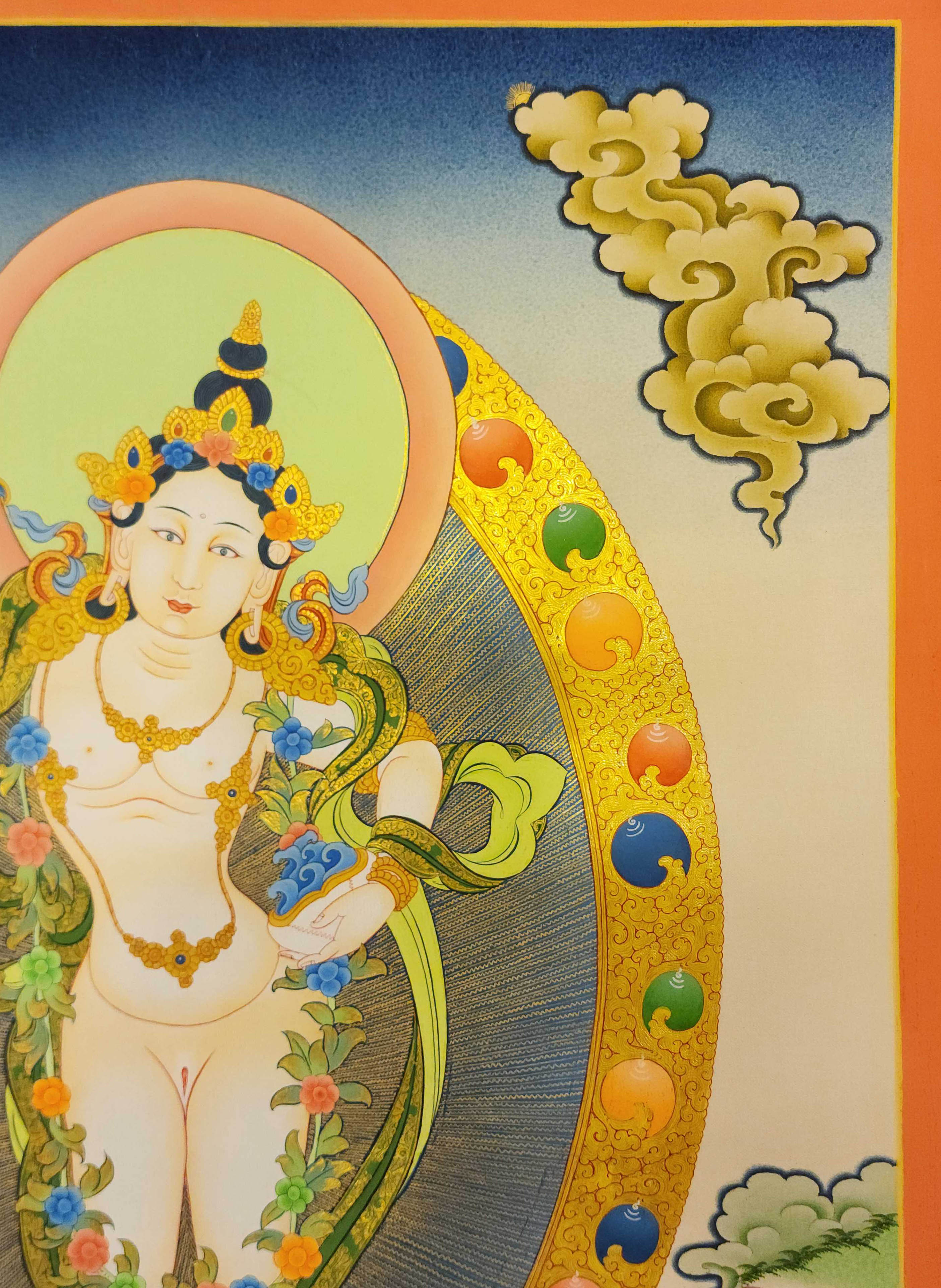 Yogini - Name Not Sure, Buddhist Handmade Thangka Painting, <span Style=