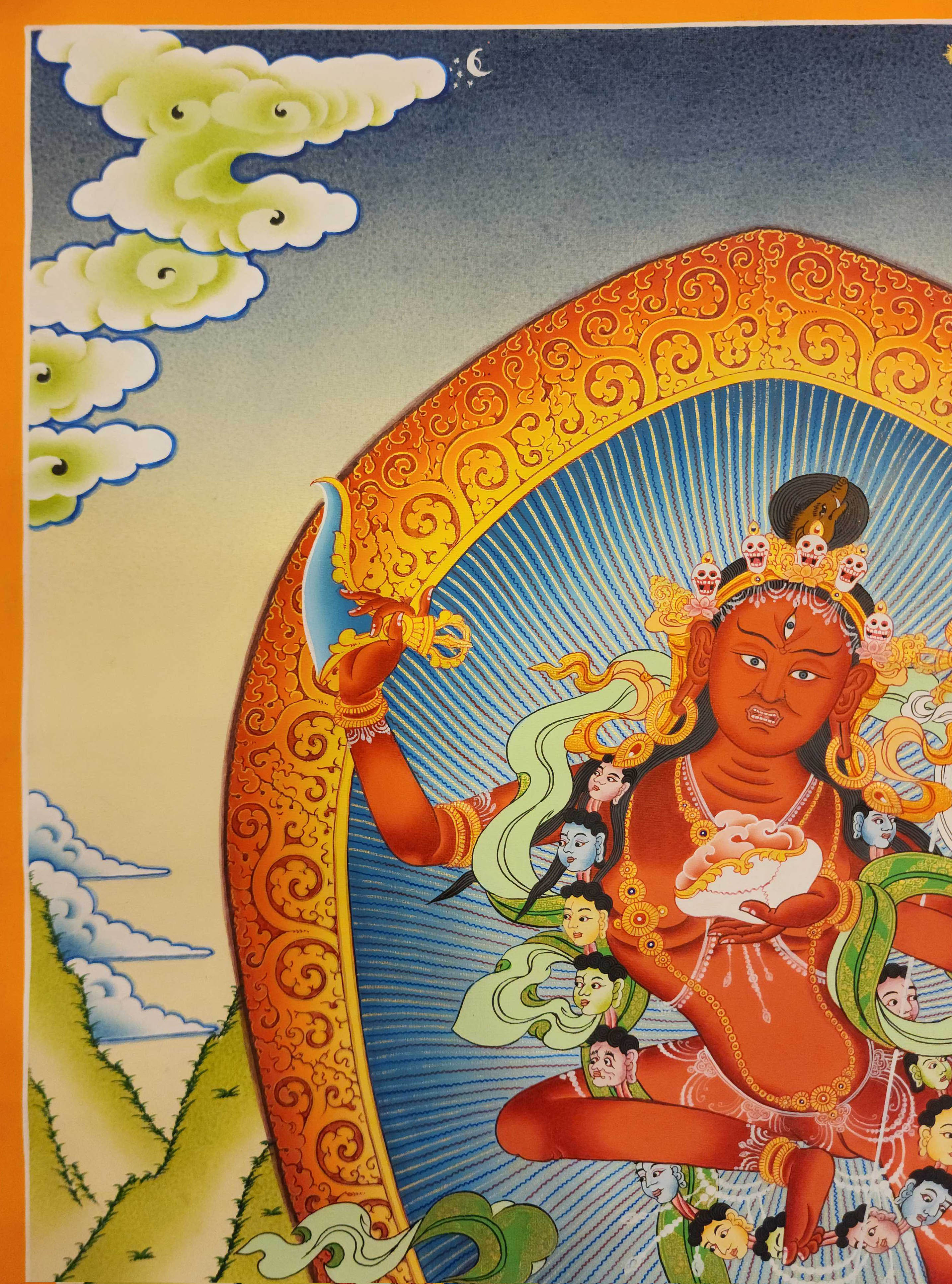Vajravarahi - Dorje Phagmo Yogini, Buddhist Handmade Thangka Painting, <span Style=
