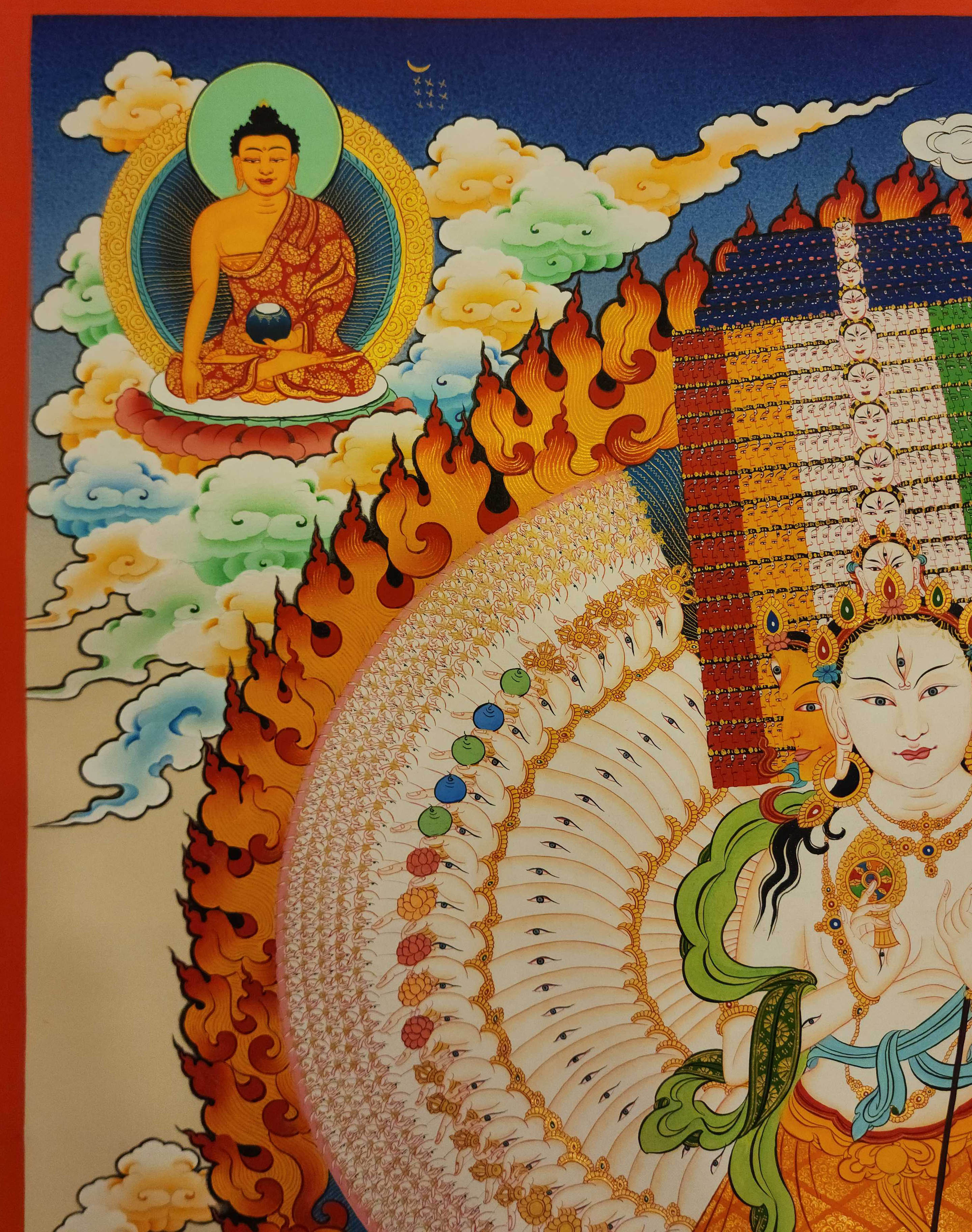 Sitatapatra - Umbrella Goddess - Dugar, Buddhist Handmade Thangka Painting, <span Style=