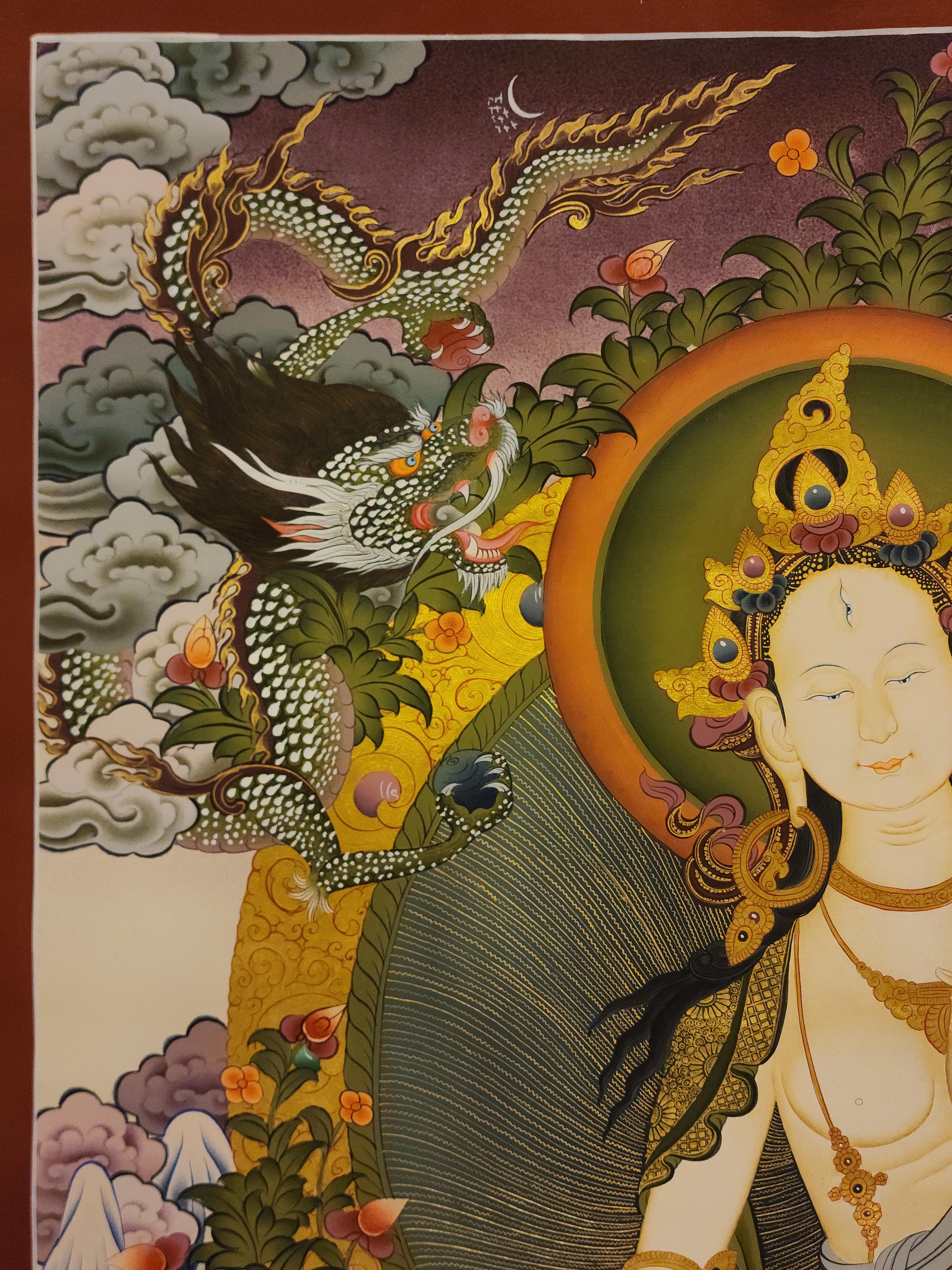 White Tara, Buddhist Handmade Thangka Painting, <span Style=