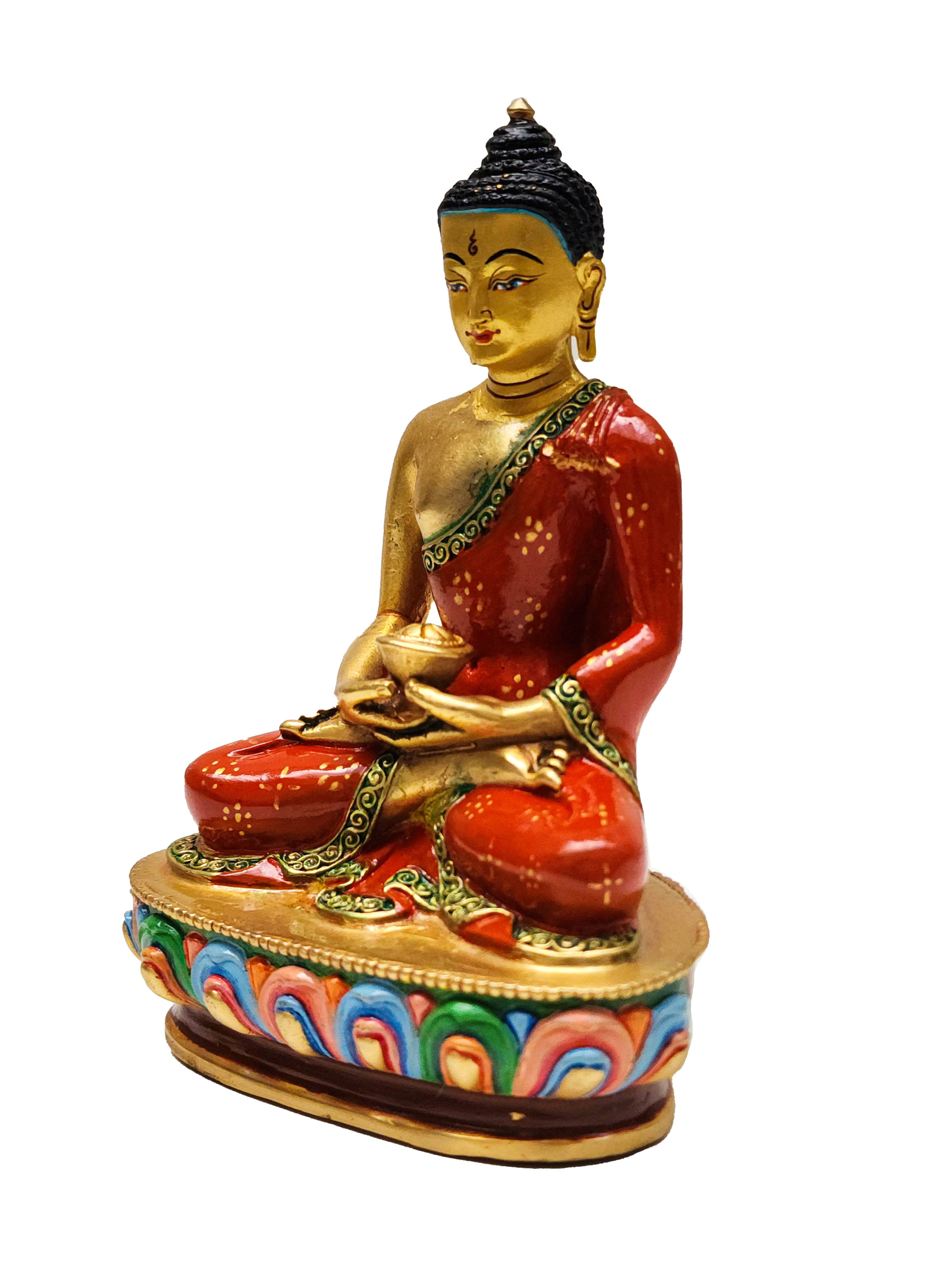amitabha Buddha, Buddhist Miniature Statue, traditional Color Finishing, With face Painted