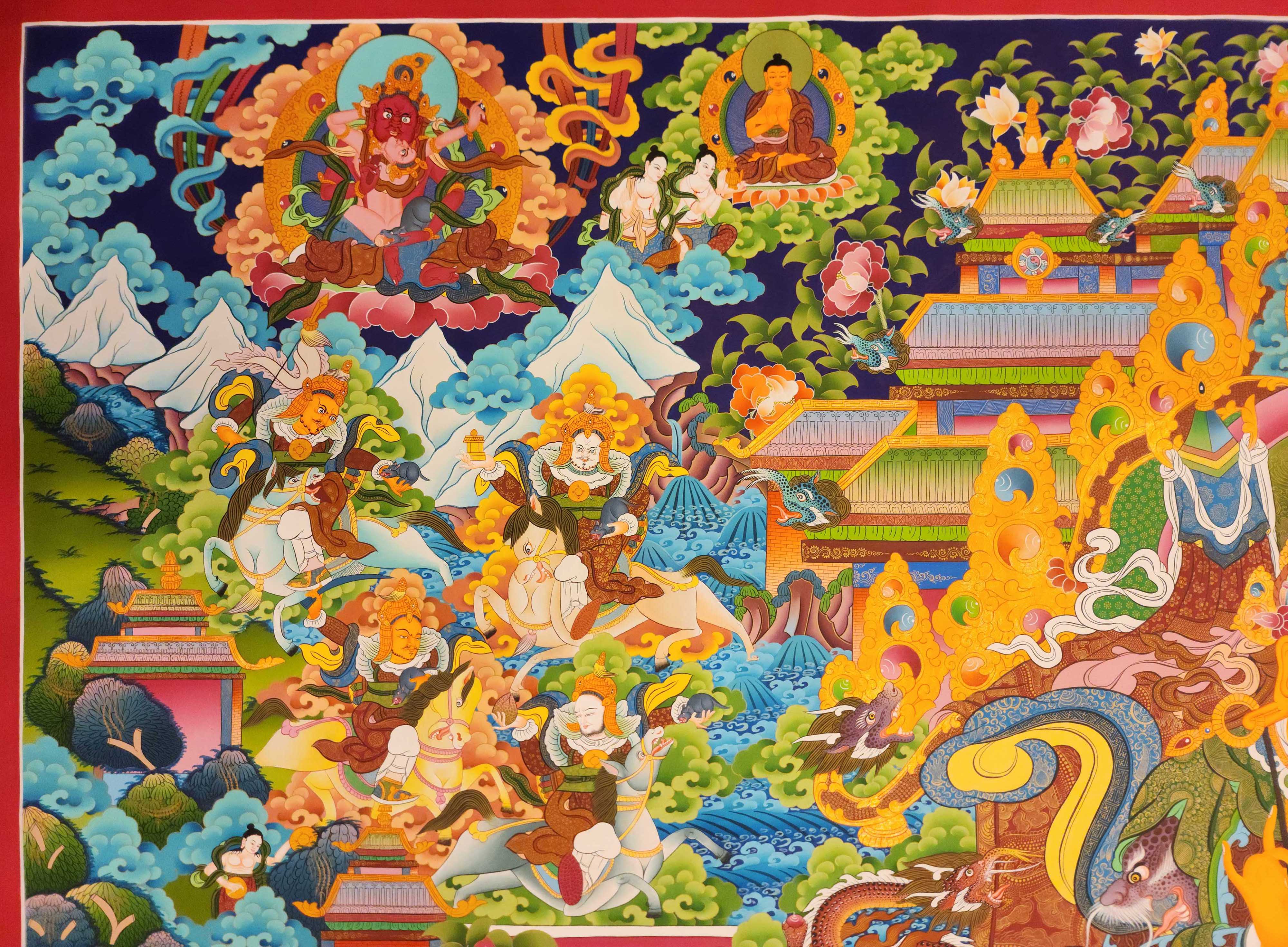Jambhala: Namtose, Buddhist Handmade Thangka Painting, Tibetan Style, <span Style=