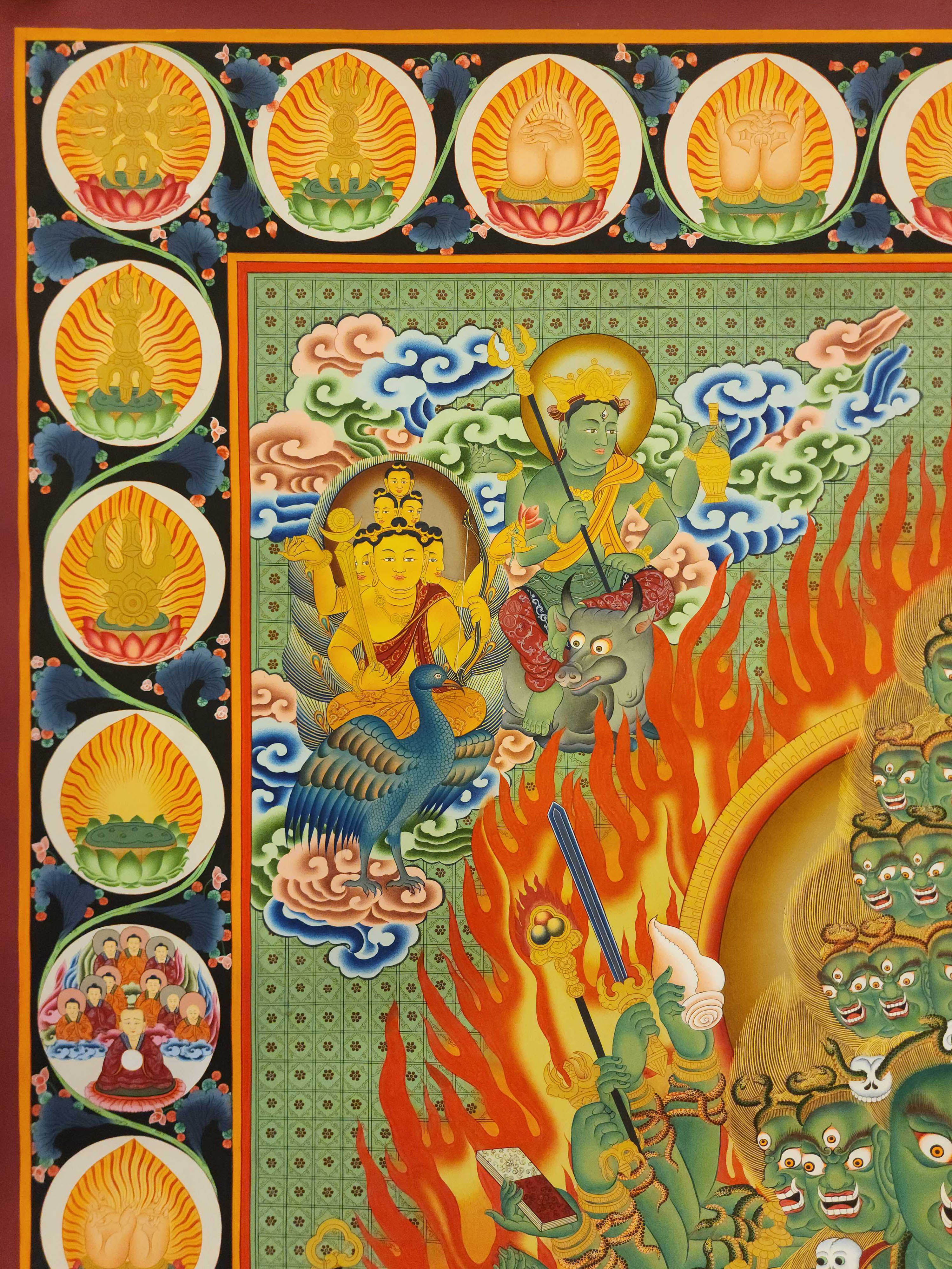 Achala yamaraj, master Quality, Buddhist Handmade Thangka Painting, Japanese Style real Gold, rare Find