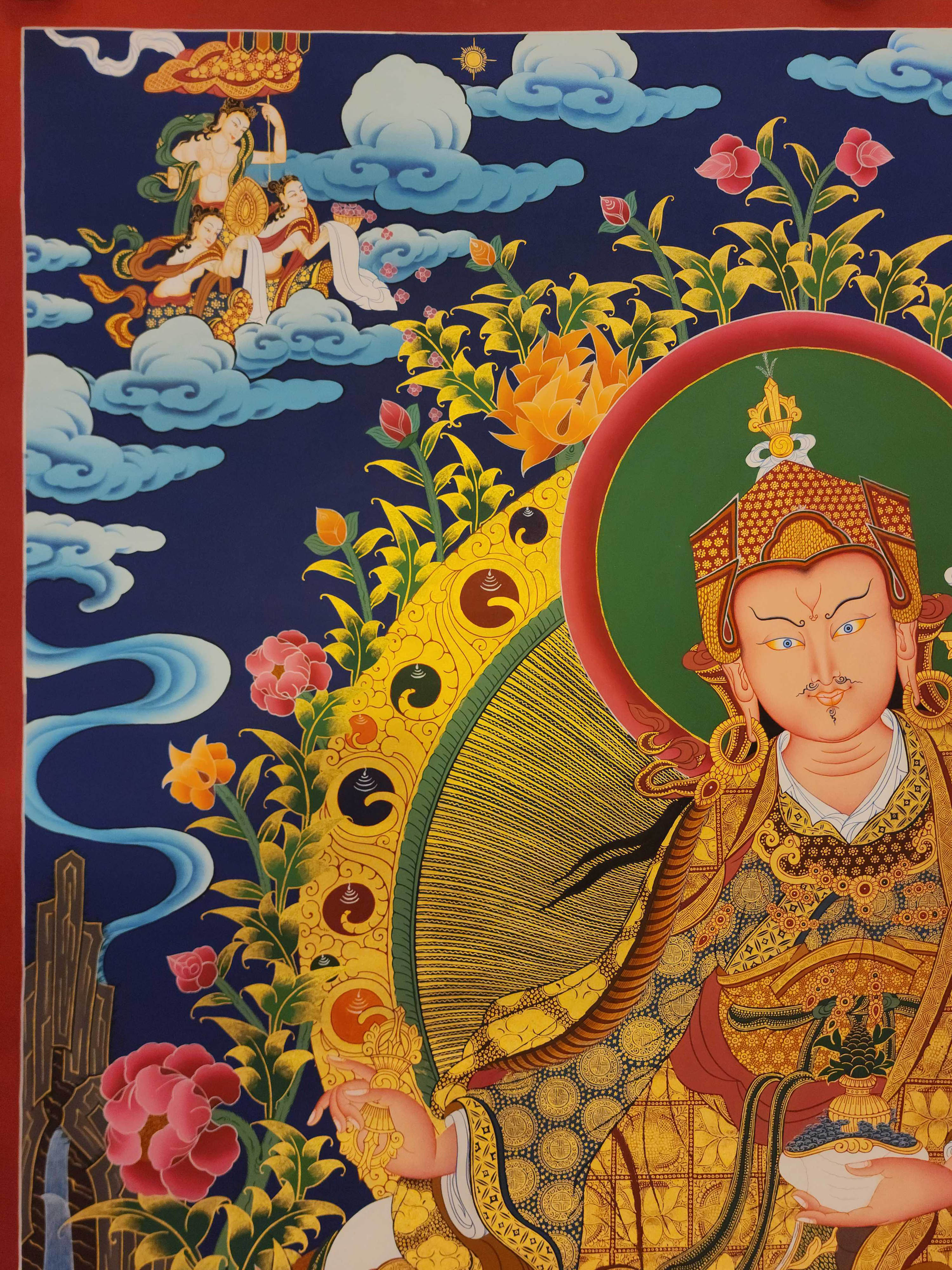 Padmasambhava, Buddhist Handmade Thangka Painting, Tibetan Style, <span Style=