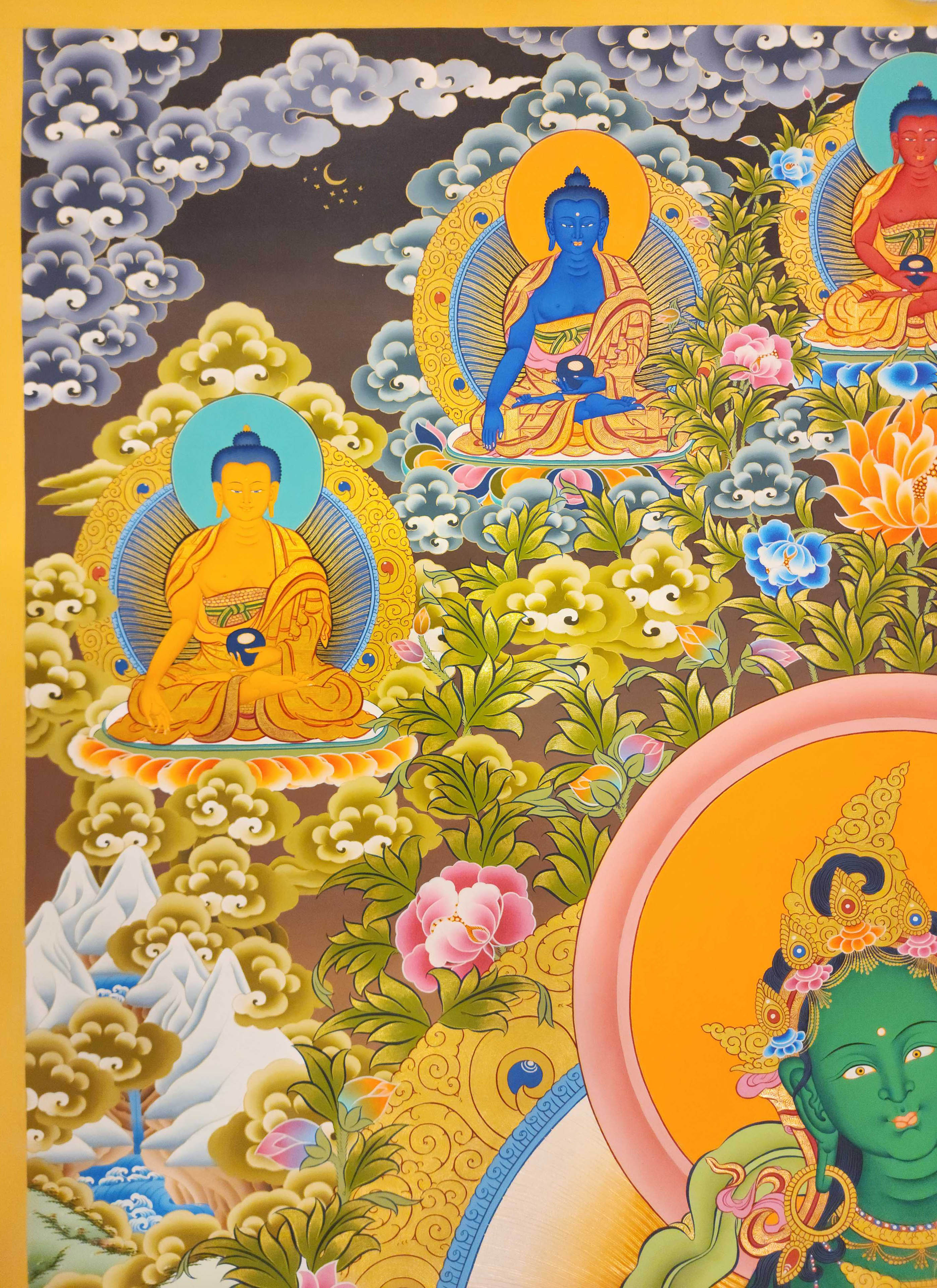 Green Tara, Buddhist Handmade Thangka Painting, Tibetan Style, <span Style=