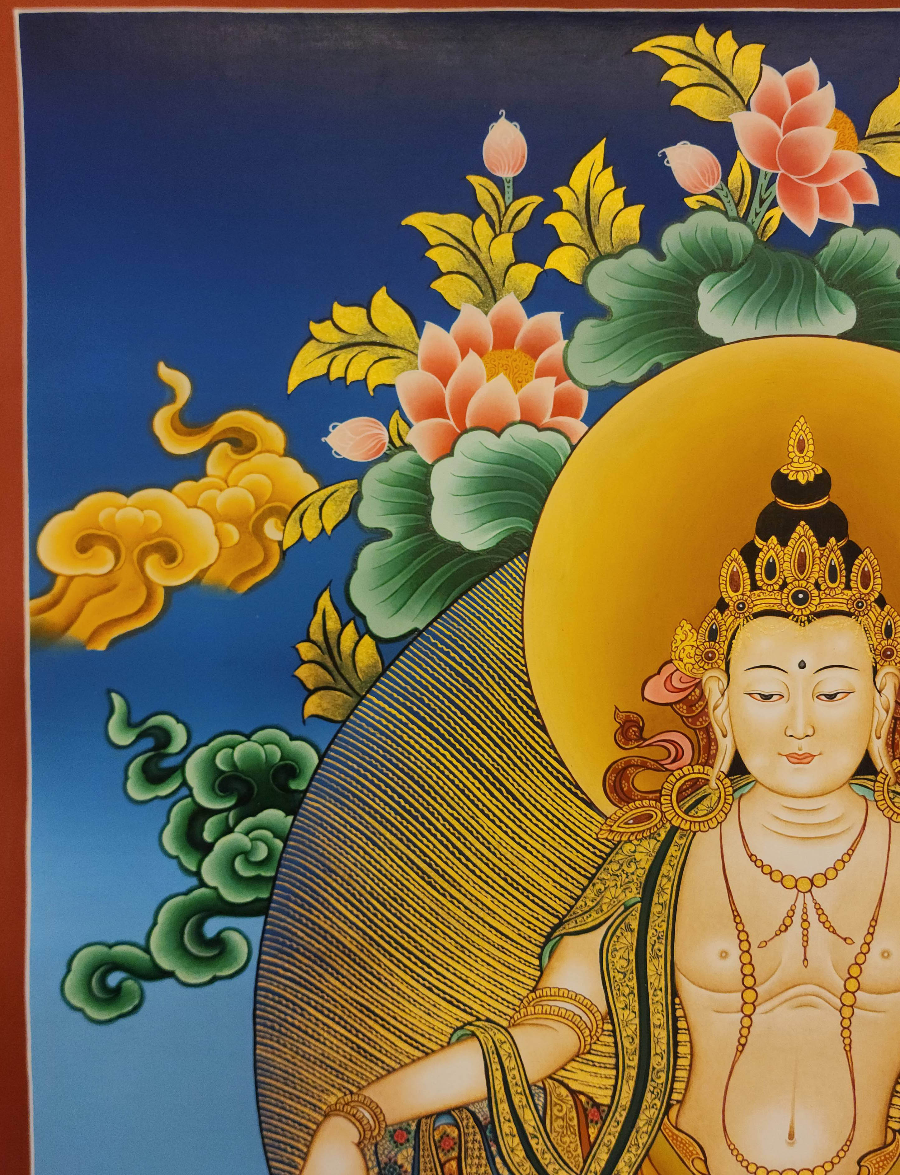 Bodhisattva, Buddhist Handmade Thangka Painting, Tibetan Style, <span Style=