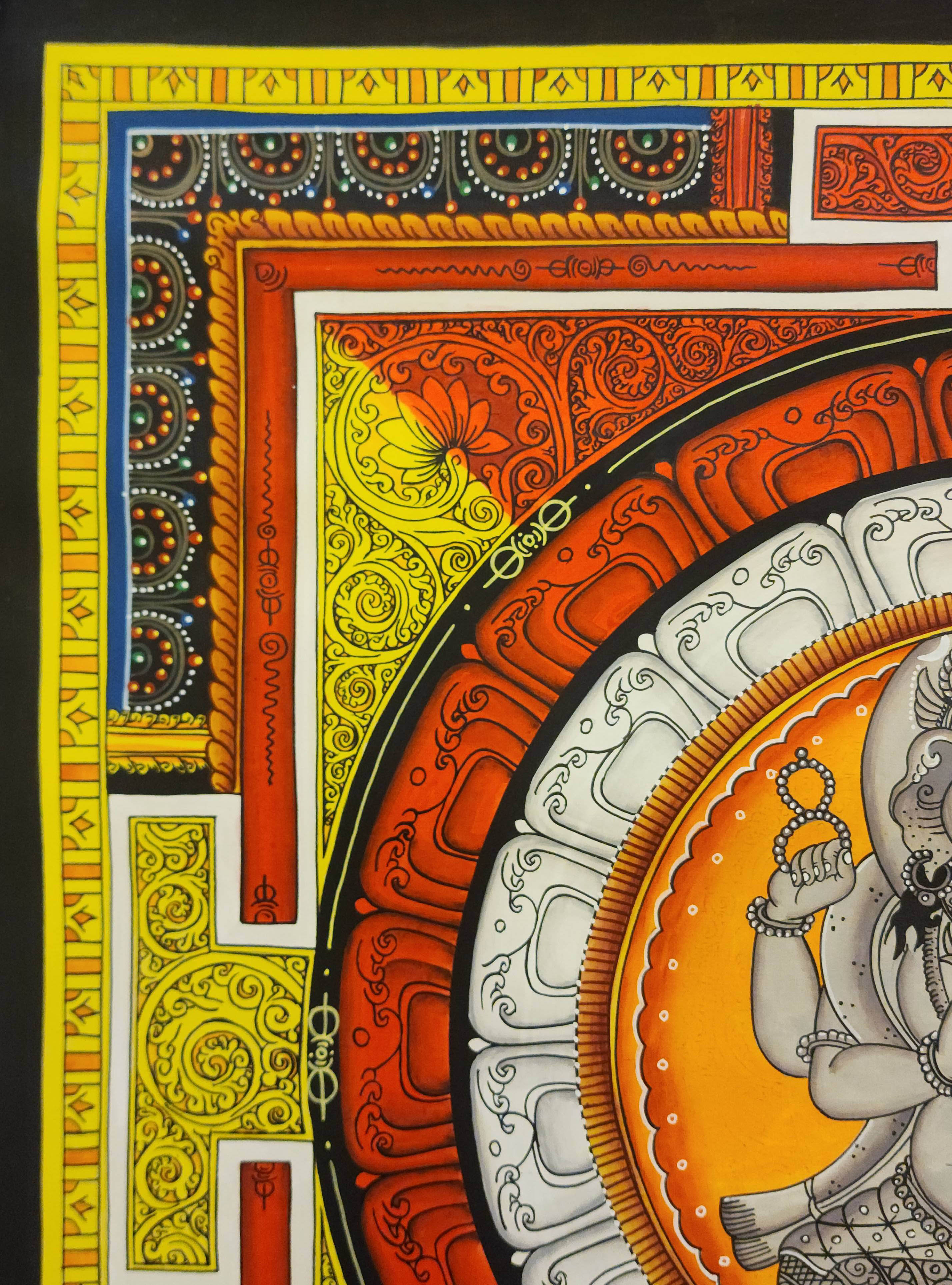 Ganesh Mandala, Buddhist Handmade Paubha Painting, Newari Style